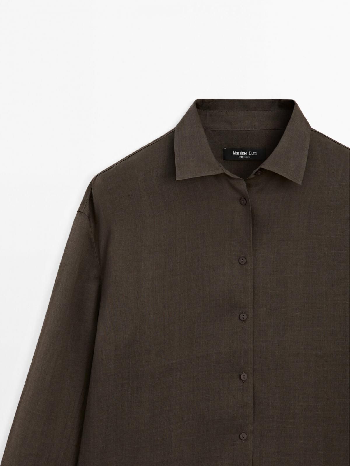 마시모두띠 와이드핏 라미 블렌드 긴팔 셔츠 5107/875 BROWN - 상세 이미지 2