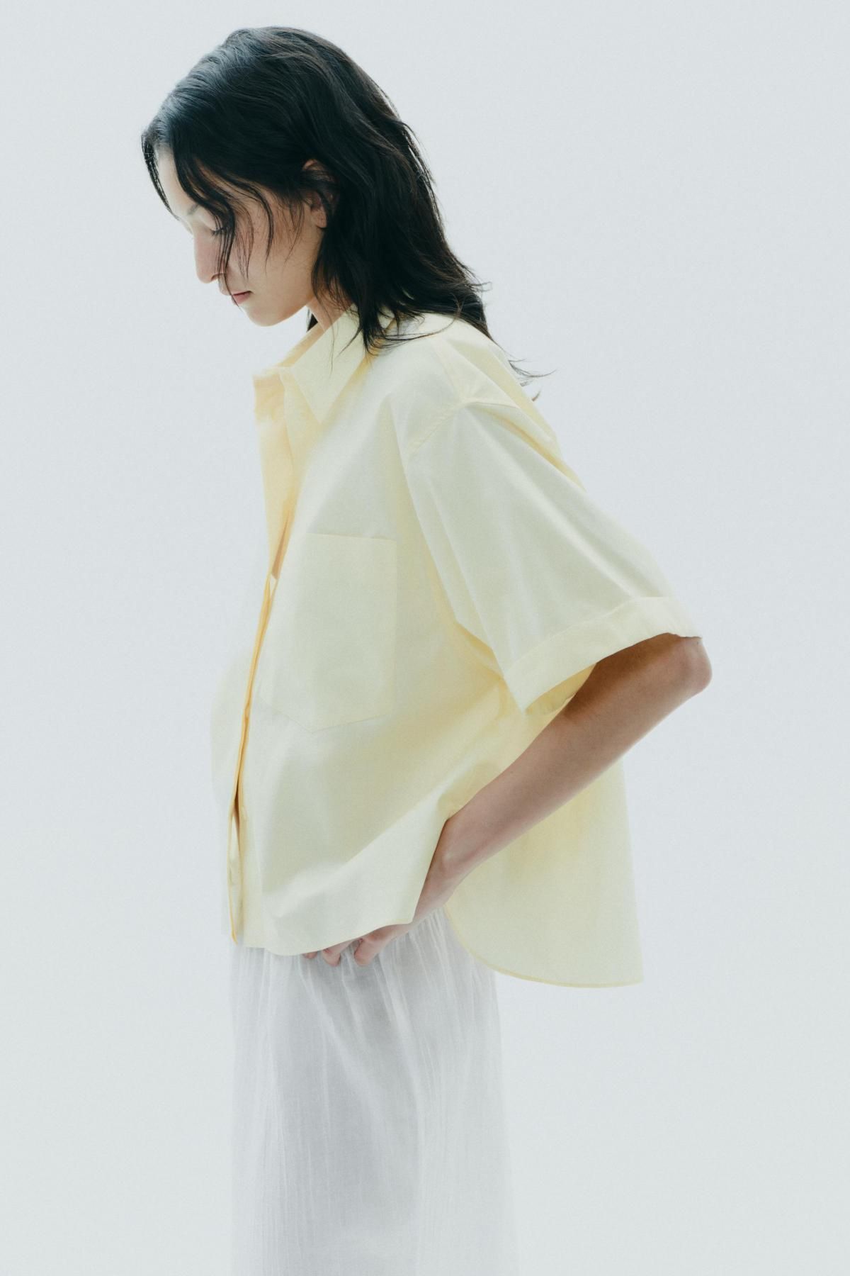 자라 미니멀 포켓 포플린 반팔 셔츠 7962/174 YELLOW - 상세 이미지 4