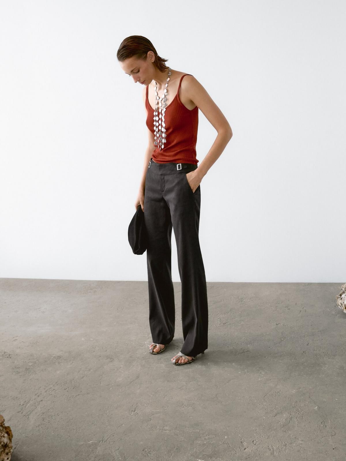 마시모두띠 리브드 크롭 슬리브리스 탑 6811/611 BURNT ORANGE - 상세 이미지 3