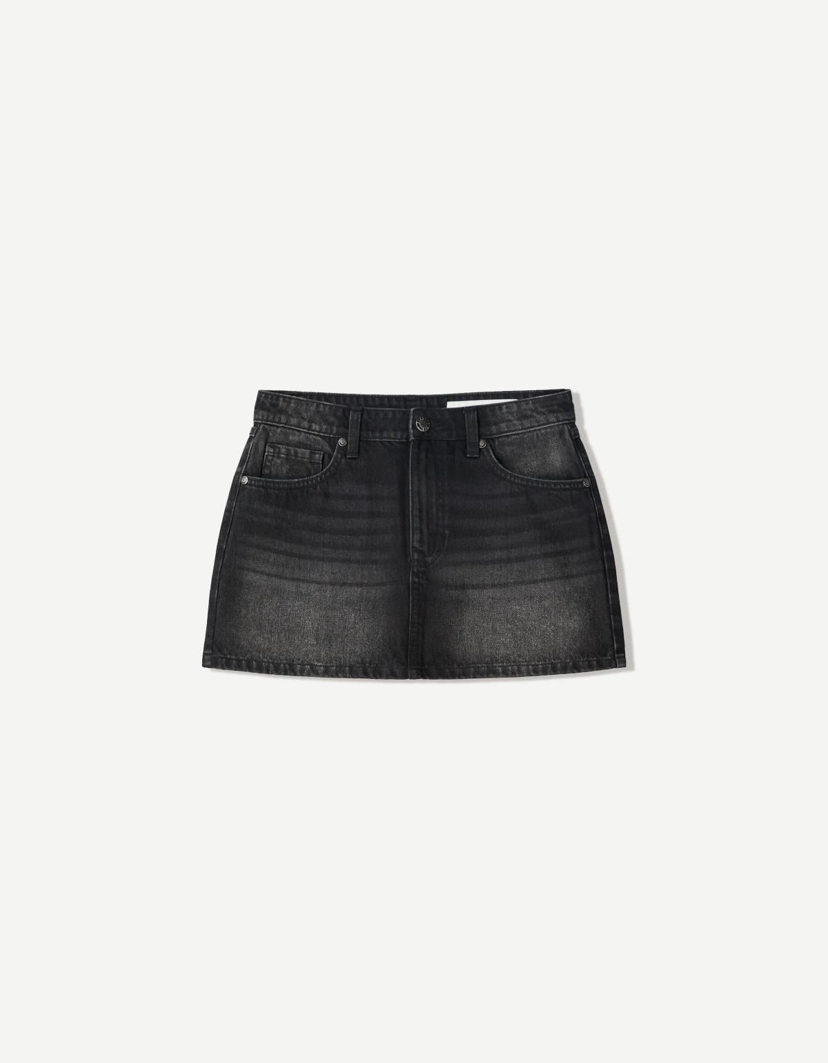 버쉬카 흑청 데님 미니 스커트 0946/166 BLACK - 메인 이미지