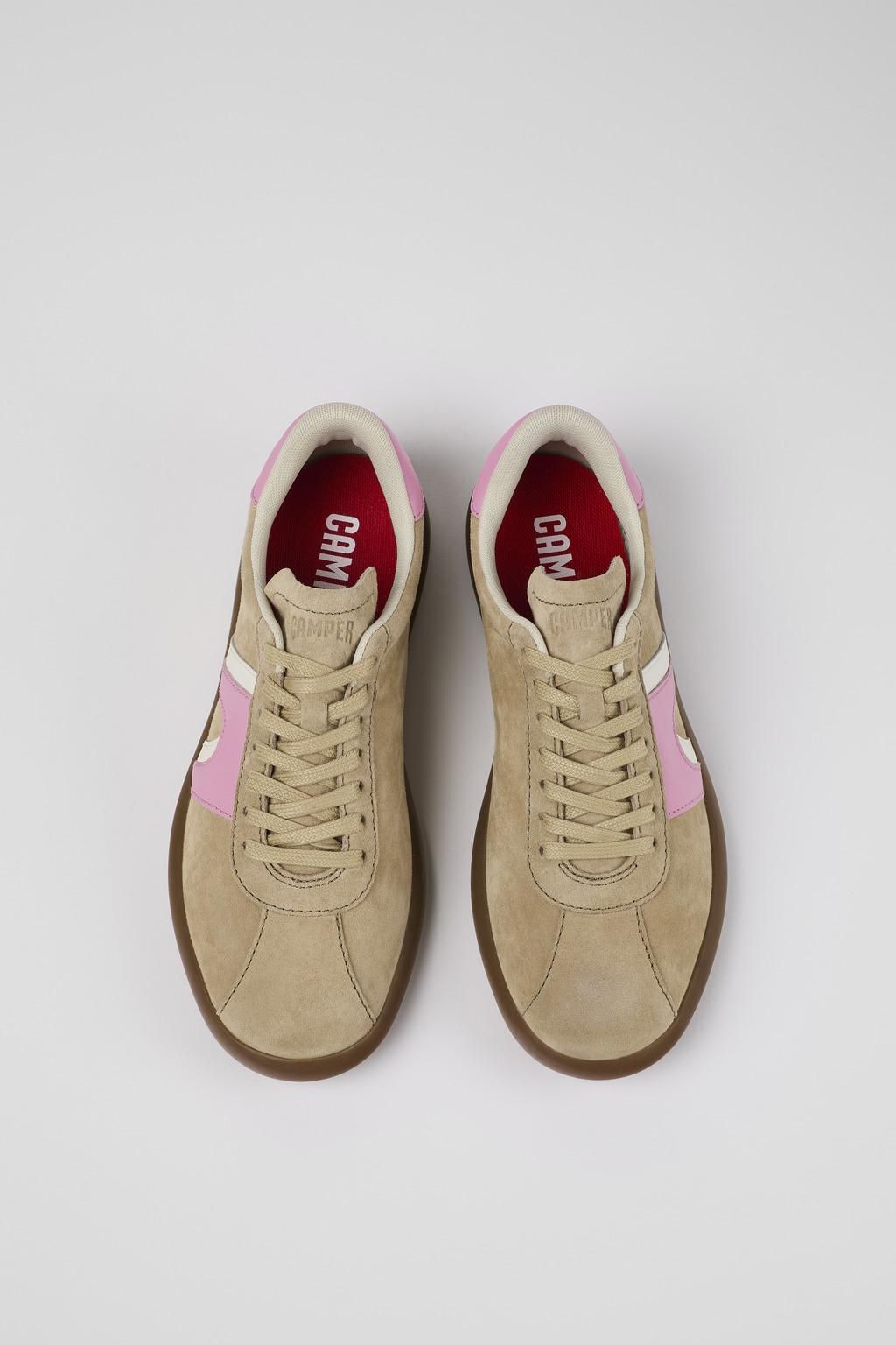 캠퍼 친환경 베이지 핑크 레더 스니커즈 Pelotas Soller K201608-003 BEIGE - 상세 이미지 4