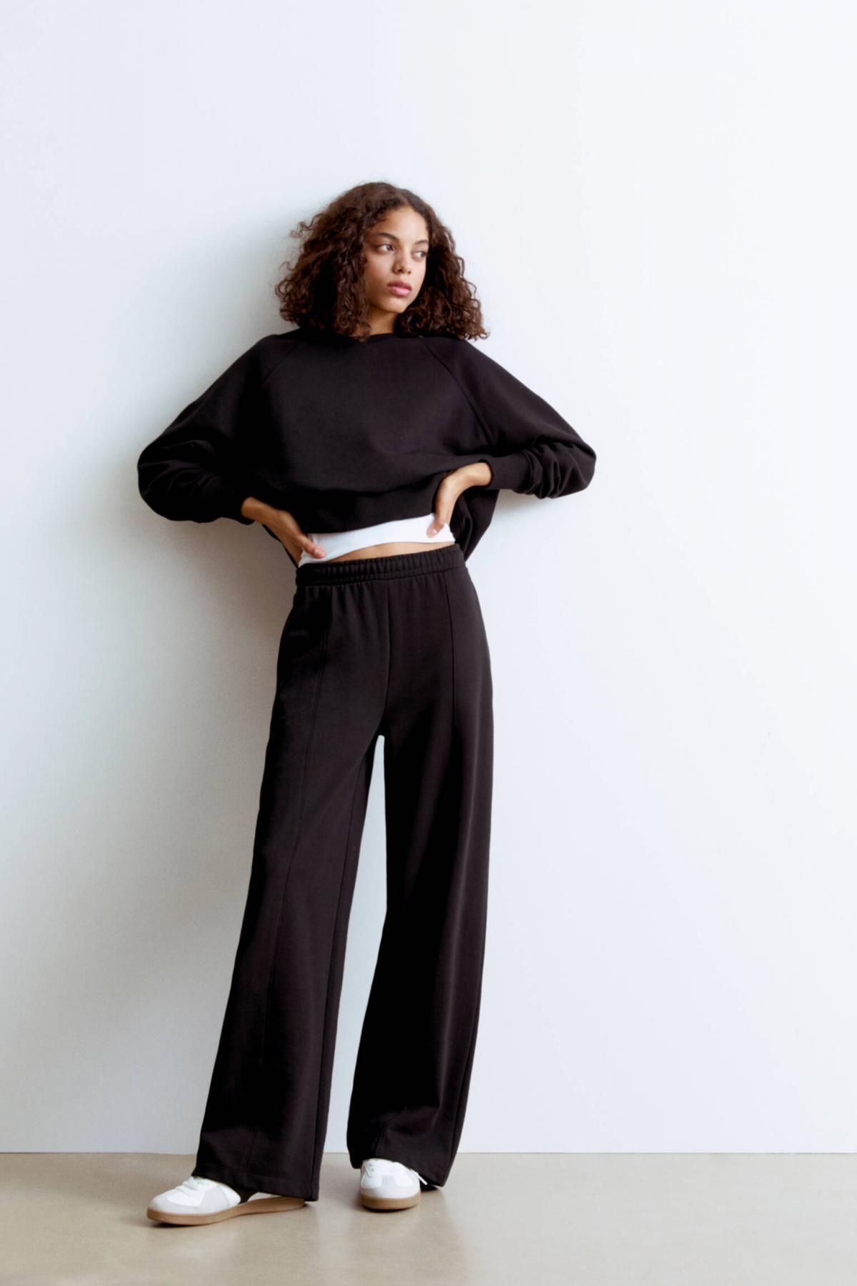 풀앤베어 스트레이트핏 트레이닝 와이드 팬츠 3680/385 BLACK - 상세 이미지 2