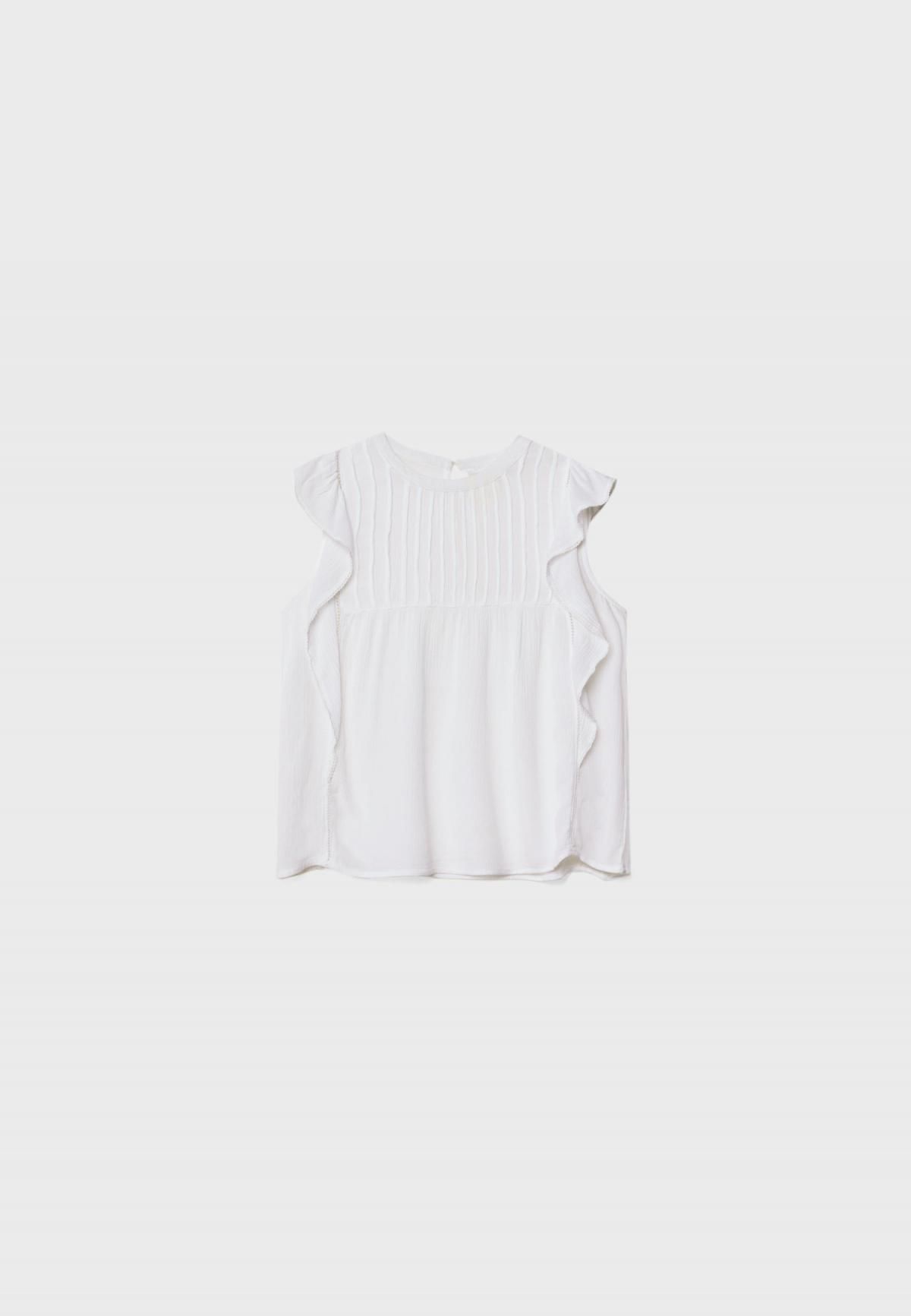 스트라디바리우스 러플 레이스 민소매 블라우스 2065/714 WHITE - 상품 이미지