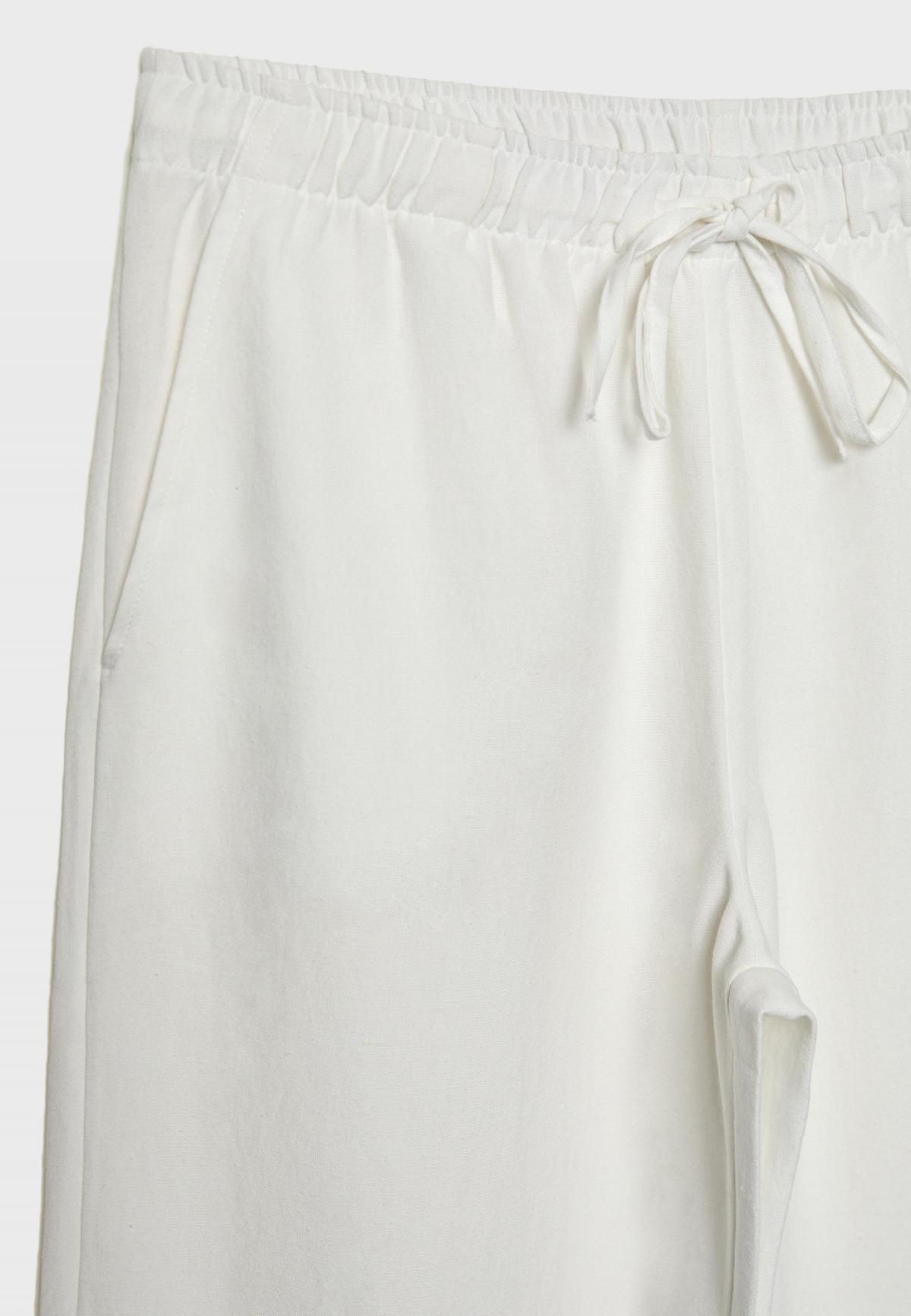 스트라디바리우스 린넨블렌드 와이드 스트레이트 밴딩 슬랙스 팬츠 7255/450 WHITE - 상세 이미지 4