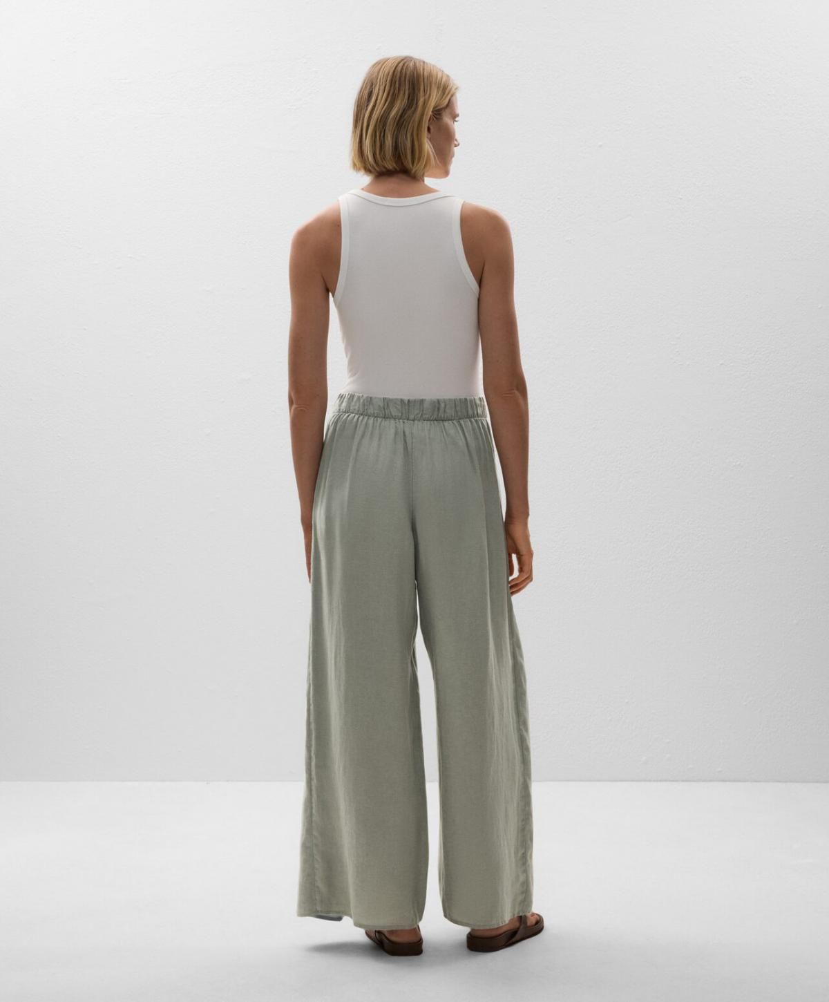 오이쇼 내추럴 린넨 와이드 스트레이트 팬츠 3331/873 TURQUOISE - 상세 이미지 4