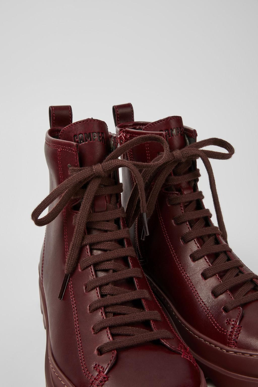 캠퍼 버건디 레더 앵클부츠 Brutus K400325-024 BURGUNDY - 상세 이미지 2