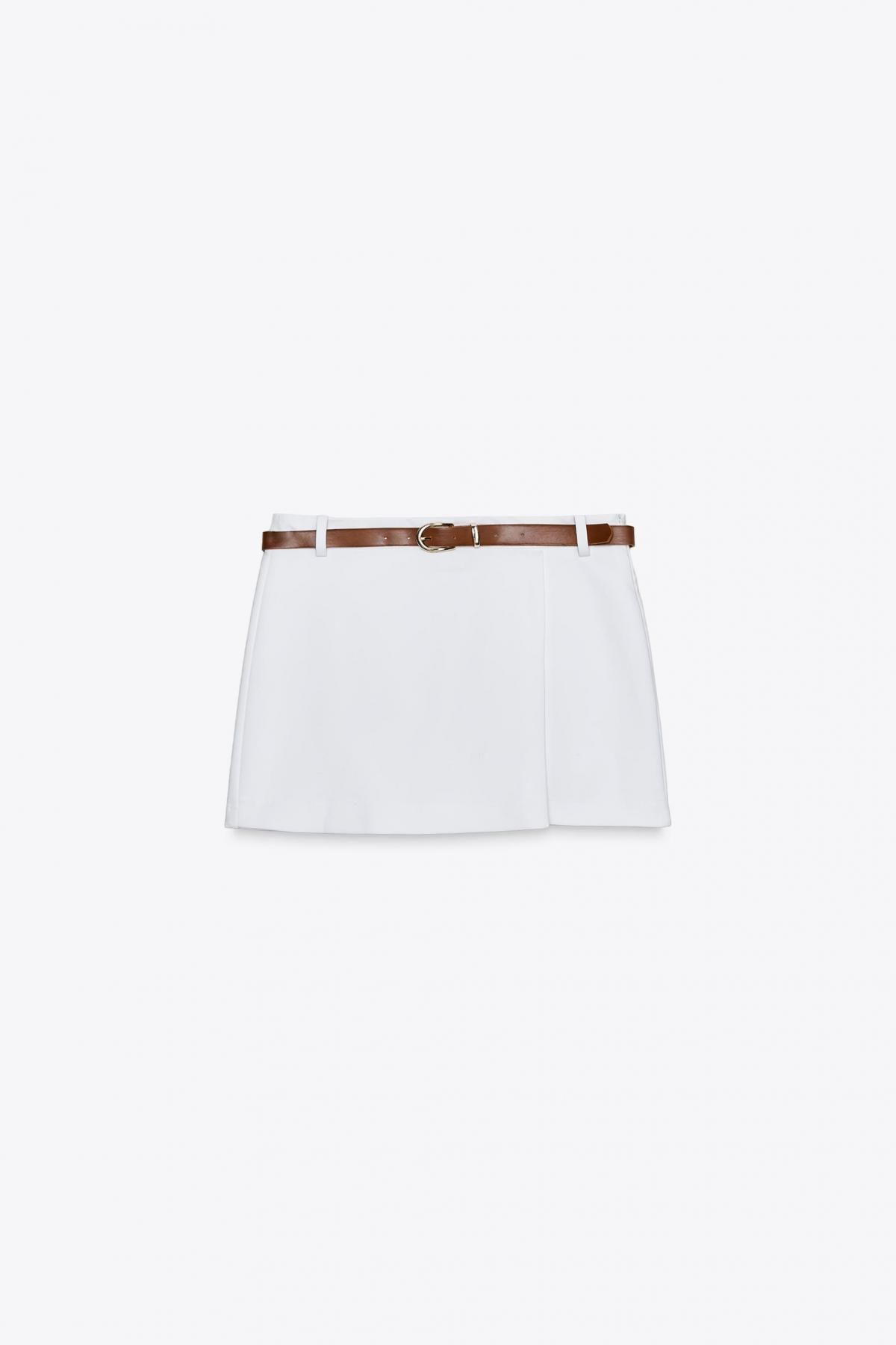 자라 하이웨이스트 벨트 랩스커트 팬츠 1608/220 OYSTER-WHITE - 메인 이미지