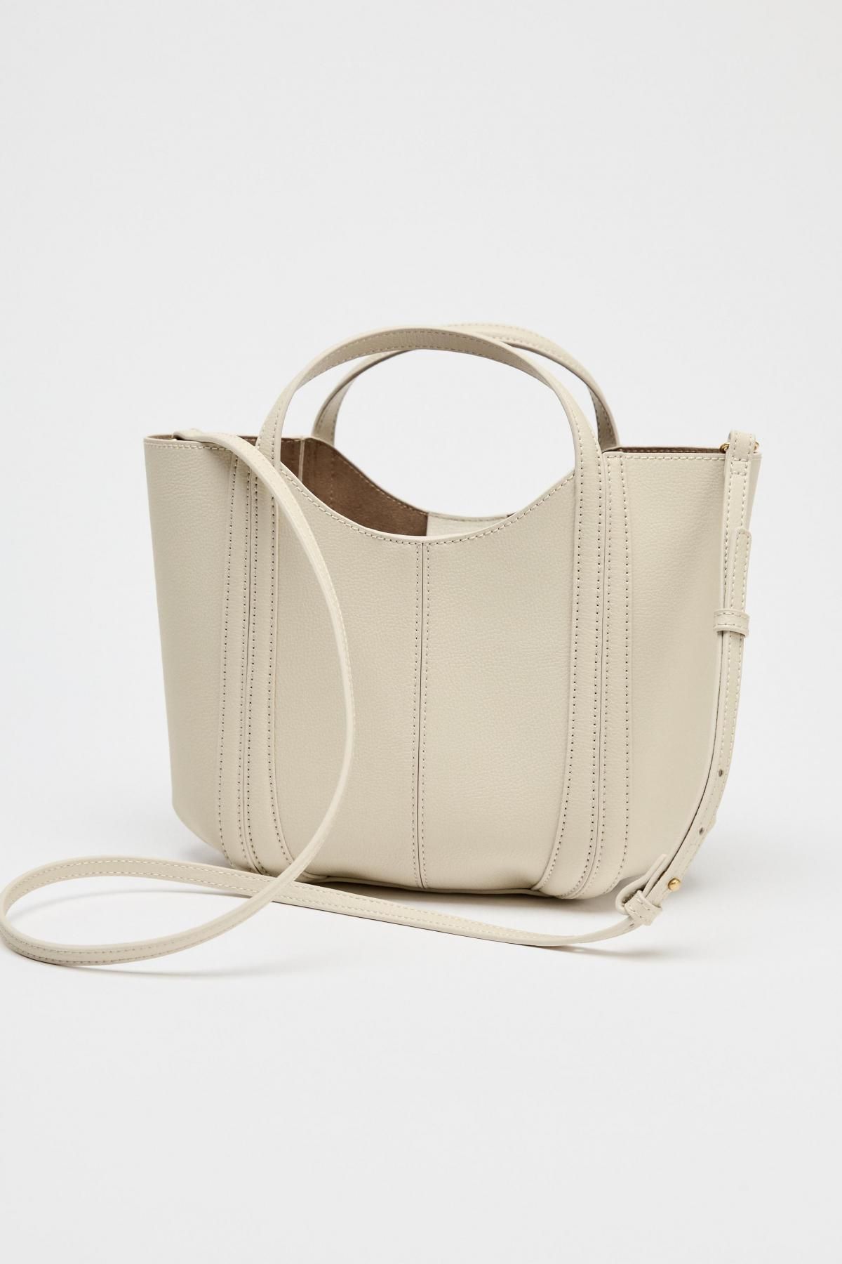 자라 미니멀 스티치 토트백 MINI CITY BAG 6332/510 ECRU - 상세 이미지 3