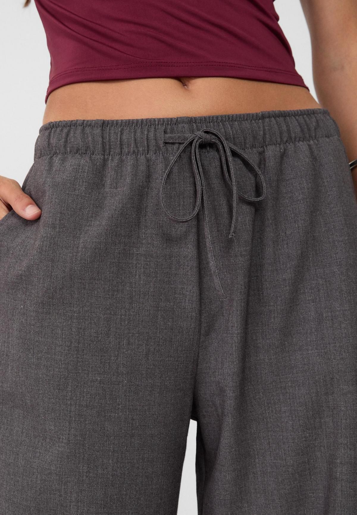 스트라디바리우스 와이드핏 롱 플루이드 와이드 팬츠 1235/473 DARK GREY - 상세 이미지 2