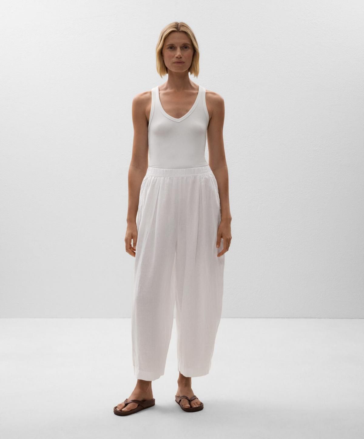 오이쇼 린넨 크롭 벌룬 와이드 팬츠 3324/873 WHITE - 상세 이미지 2