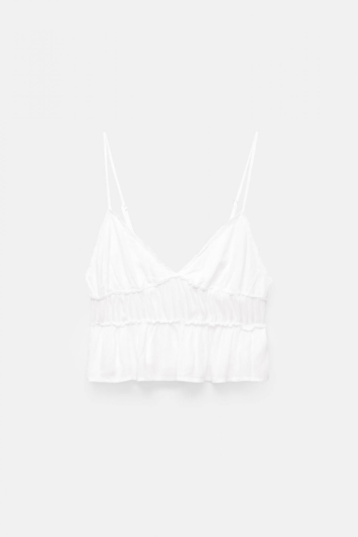 풀앤베어 러스틱 브이넥 스트랩 패널 민소매 탑 3474/357 WHITE - 상품 이미지