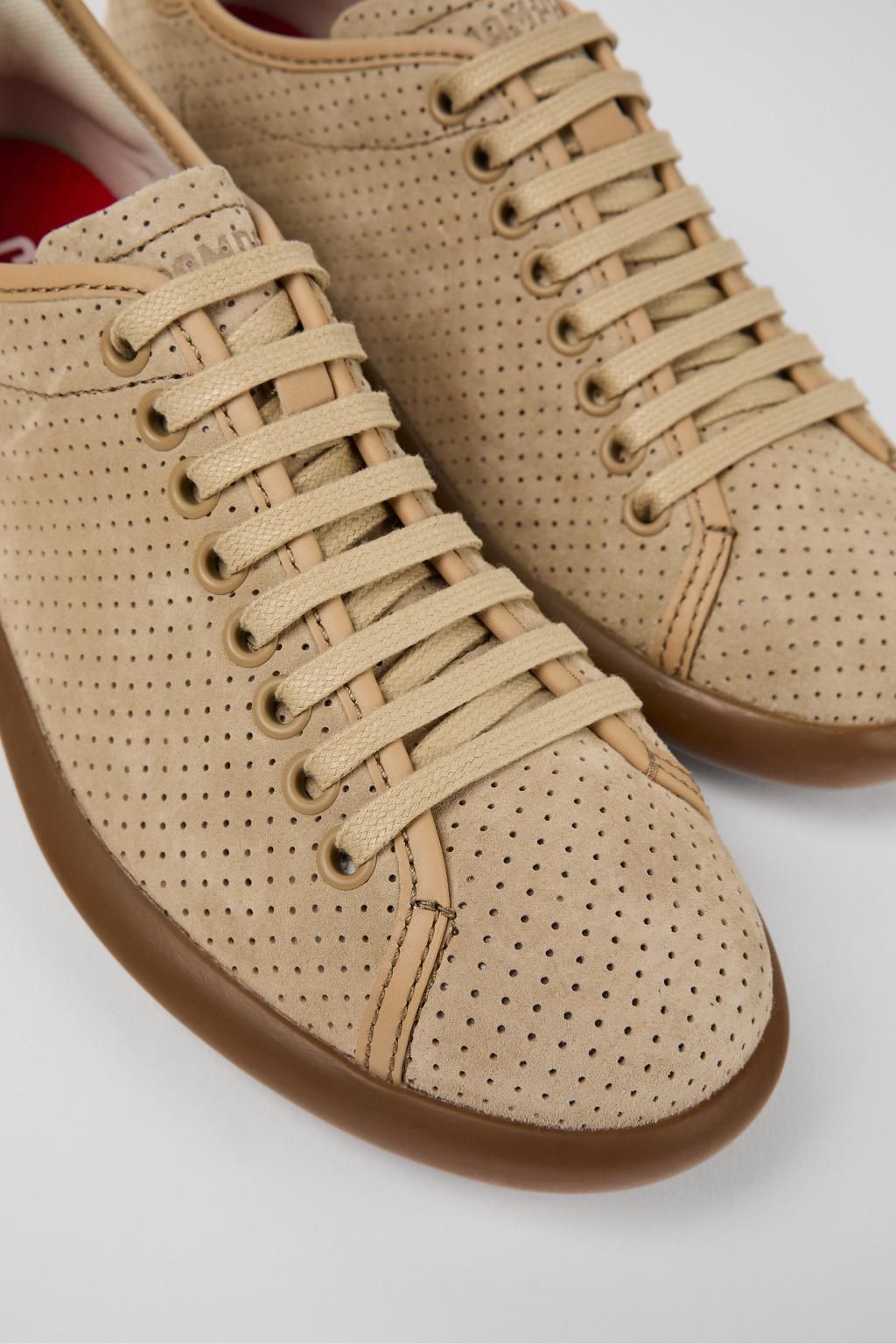 캠퍼 에코 베이지 누벅 레더 로우탑 스니커즈 Pelotas Soller K201668-006 BEIGE - 상세 이미지 2