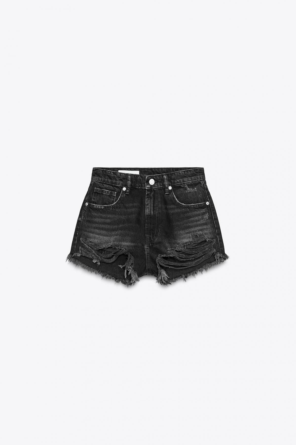 자라 하이웨이스트 커브드 데님 숏츠 3607/002 BLACK - 메인 이미지