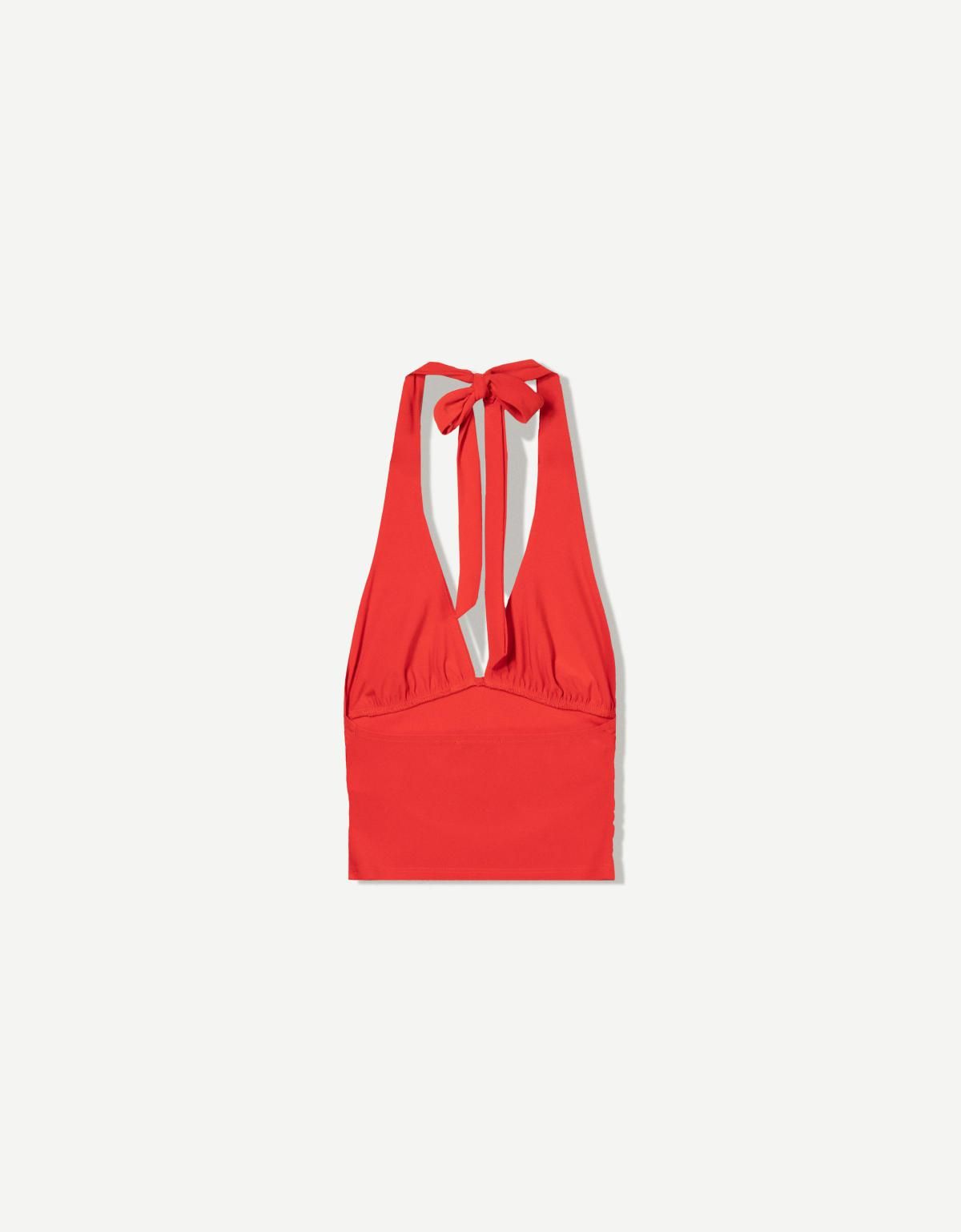 버쉬카 홀터넥 셔링 탑 3665/173 RED - 상품 이미지