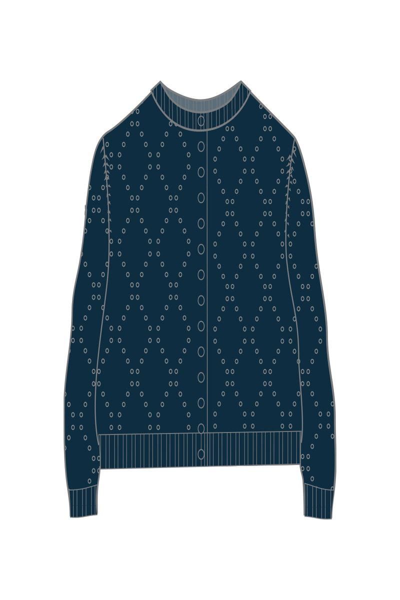 타이니코튼 다이아몬드 패턴 라운드넥 카디건 네이비 SS25-771107 NAVY - 상세 이미지 2