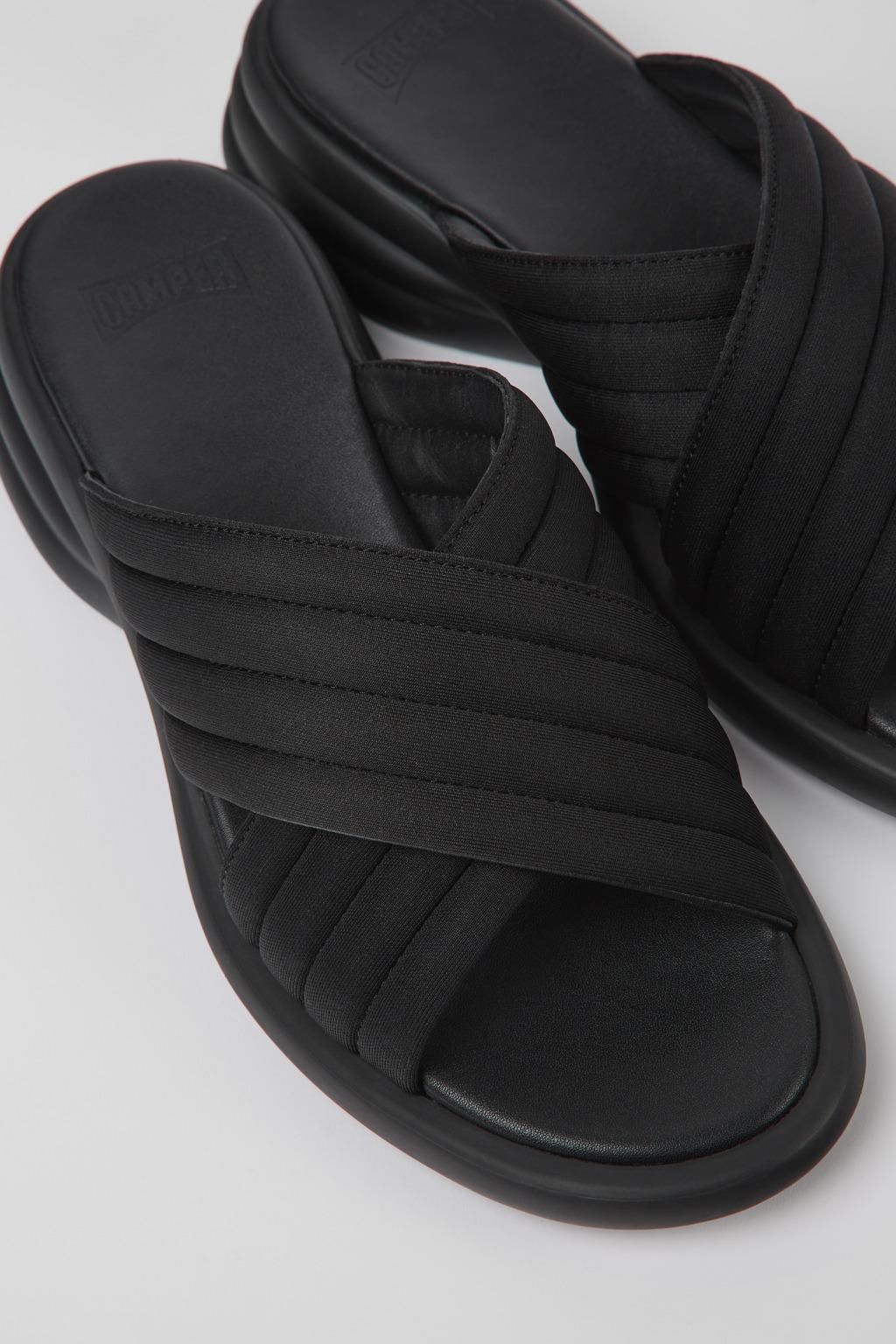 캠퍼 블랙 텍스타일 크로스 스트랩 웨지 샌들 Spiro K201539-004 BLACK - 상세 이미지 2