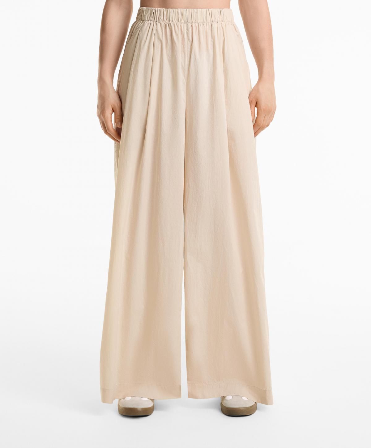 오이쇼 베이지 와이드핏 코튼 포플린 밴딩팬츠 3356/873 OATMEAL - 상품 이미지