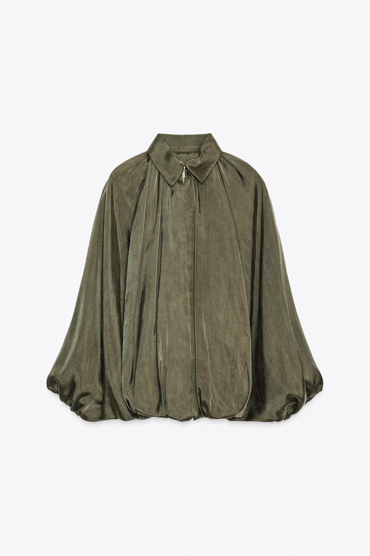 자라 트렌디 퍼프소매 테크니컬 봄버 재킷 2814/404 KHAKI MARL - 메인 이미지