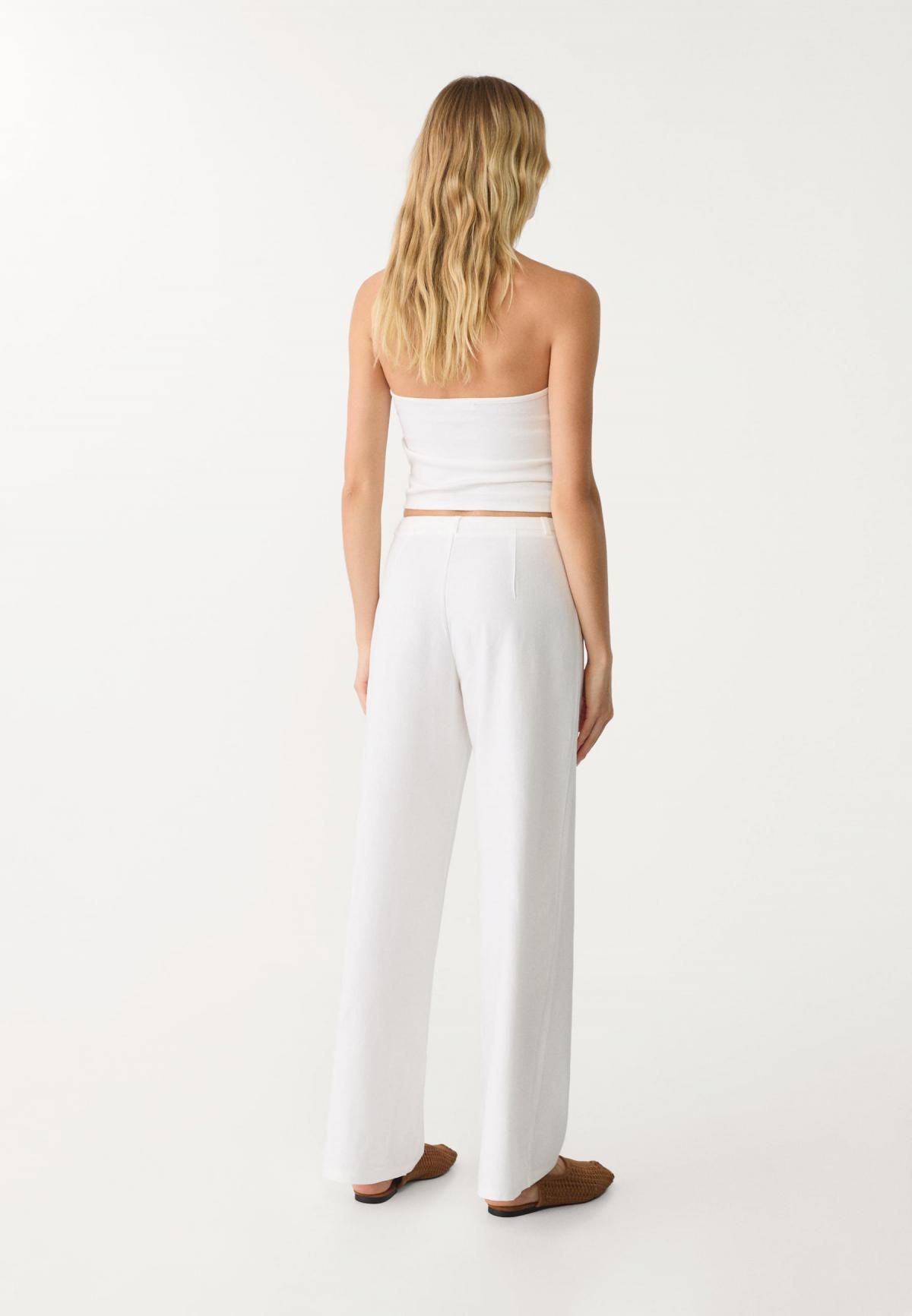 스트라디바리우스 린넨블렌드 와이드 밴딩팬츠 1204/543 ECRU - 상세 이미지 2