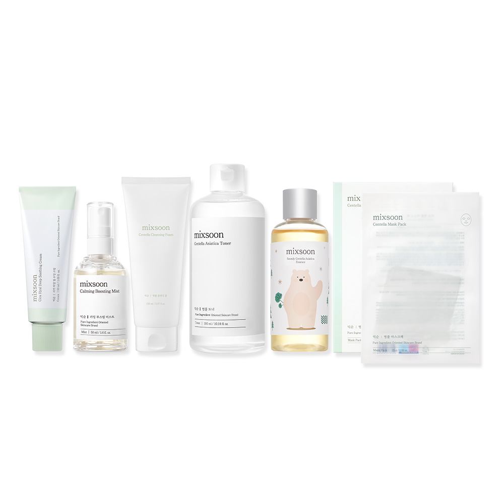 믹순 병풀 라인 베스트 6종 세트 (클렌징 폼 150ml, 토너 300ml, 에센스 100ml, 마스크팩 5매, 카밍 미스트 50ml, 수딩 크림 50ml) - 상품 이미지