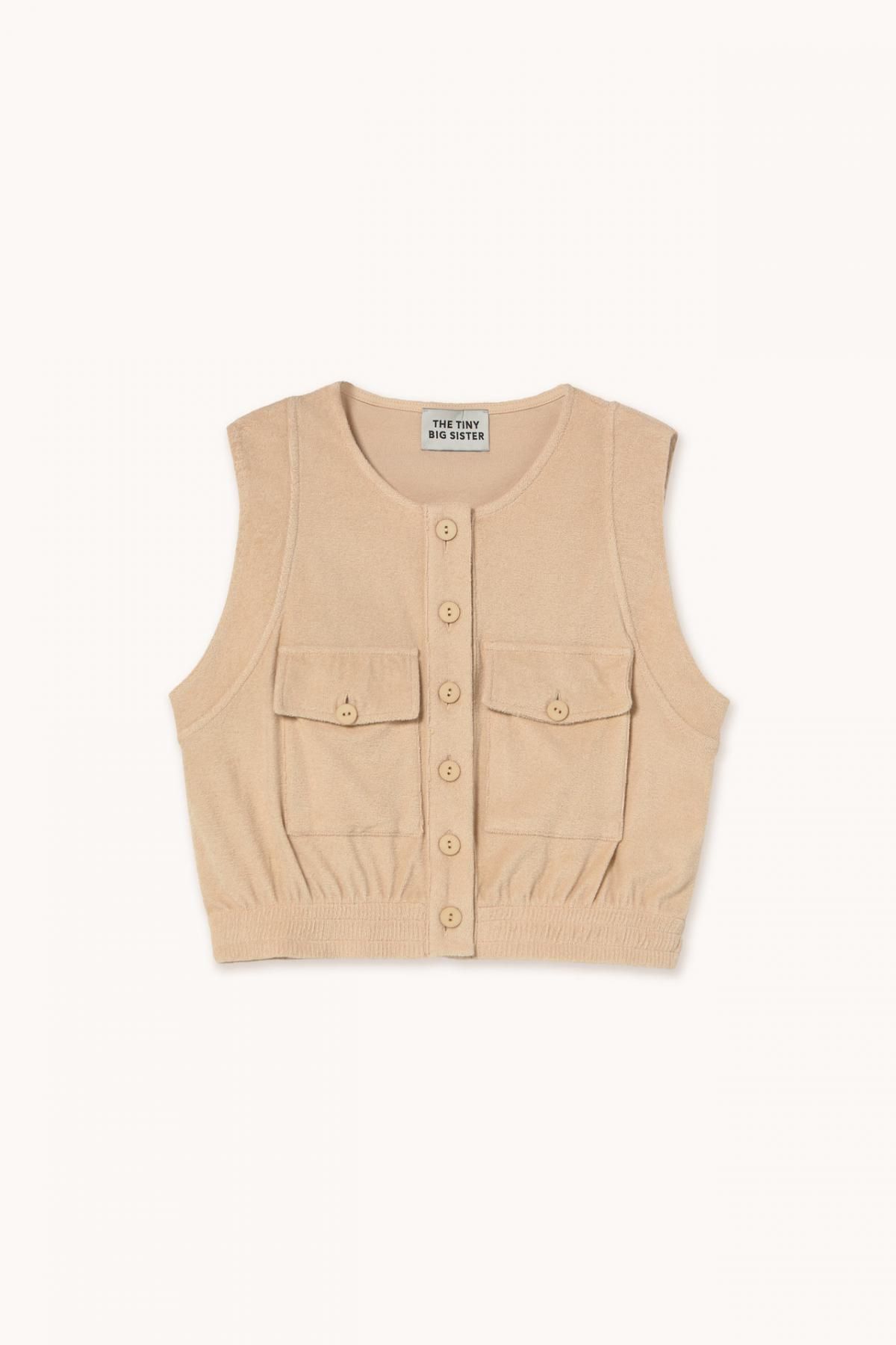 타이니코튼 포켓 니트 크롭 베스트 SS25-740R70 ONE COLOR - 메인 이미지