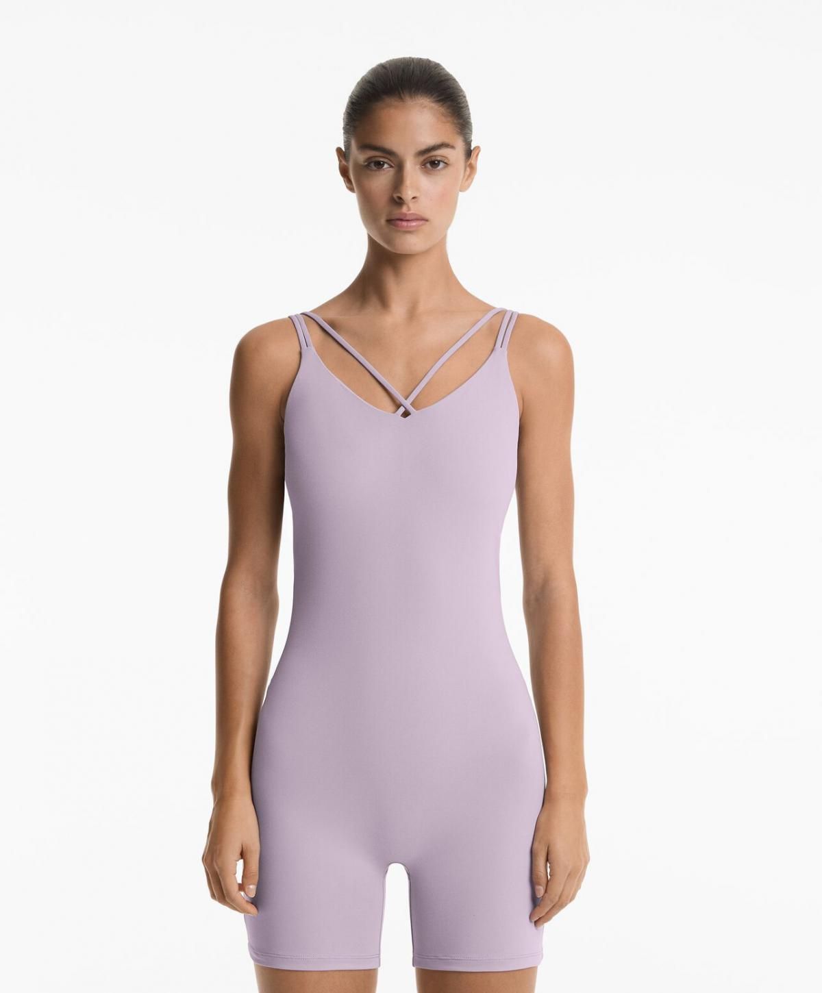 오이쇼 브러쉬드 소프트 테크니컬 더블 스트랩 숏 점프수트 3244/332 MAUVE - 상세 이미지 2