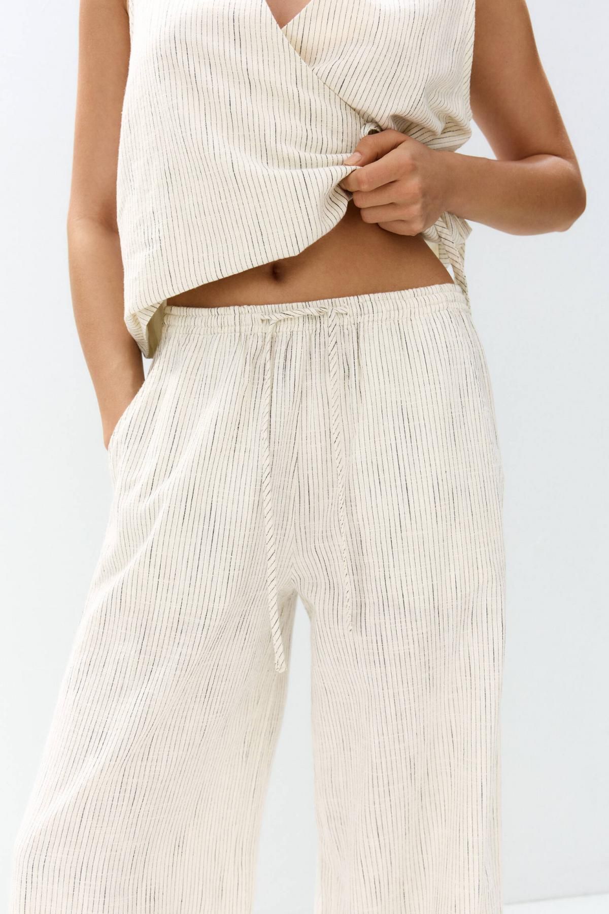 풀앤베어 내추럴 스트라이프 조거 팬츠 7675/307 MEDIUM ECRU - 상세 이미지 5