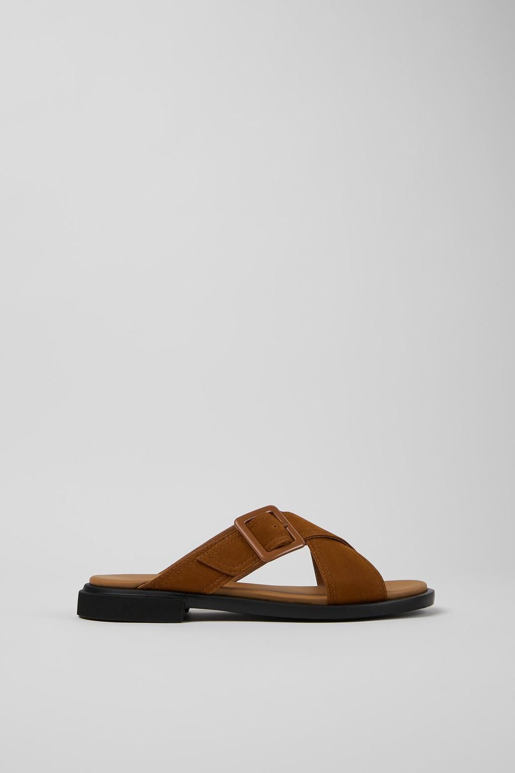 캠퍼 미니멀 크로스 스트랩 샌들 Edy K201384-006 BROWN - 메인 이미지