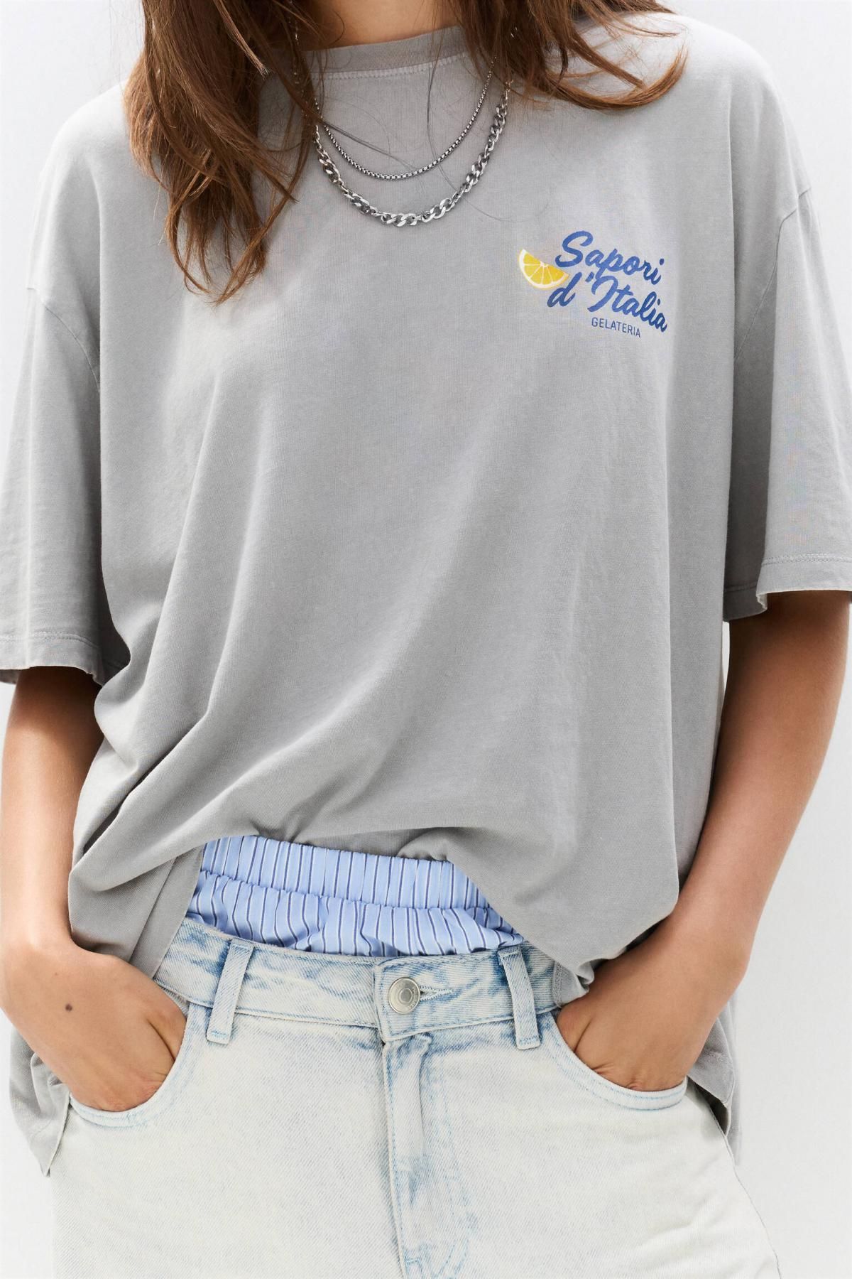 풀앤베어 라운드넥 레몬 그래픽 반팔 티셔츠 7150/394 PALE GREY - 상세 이미지 4