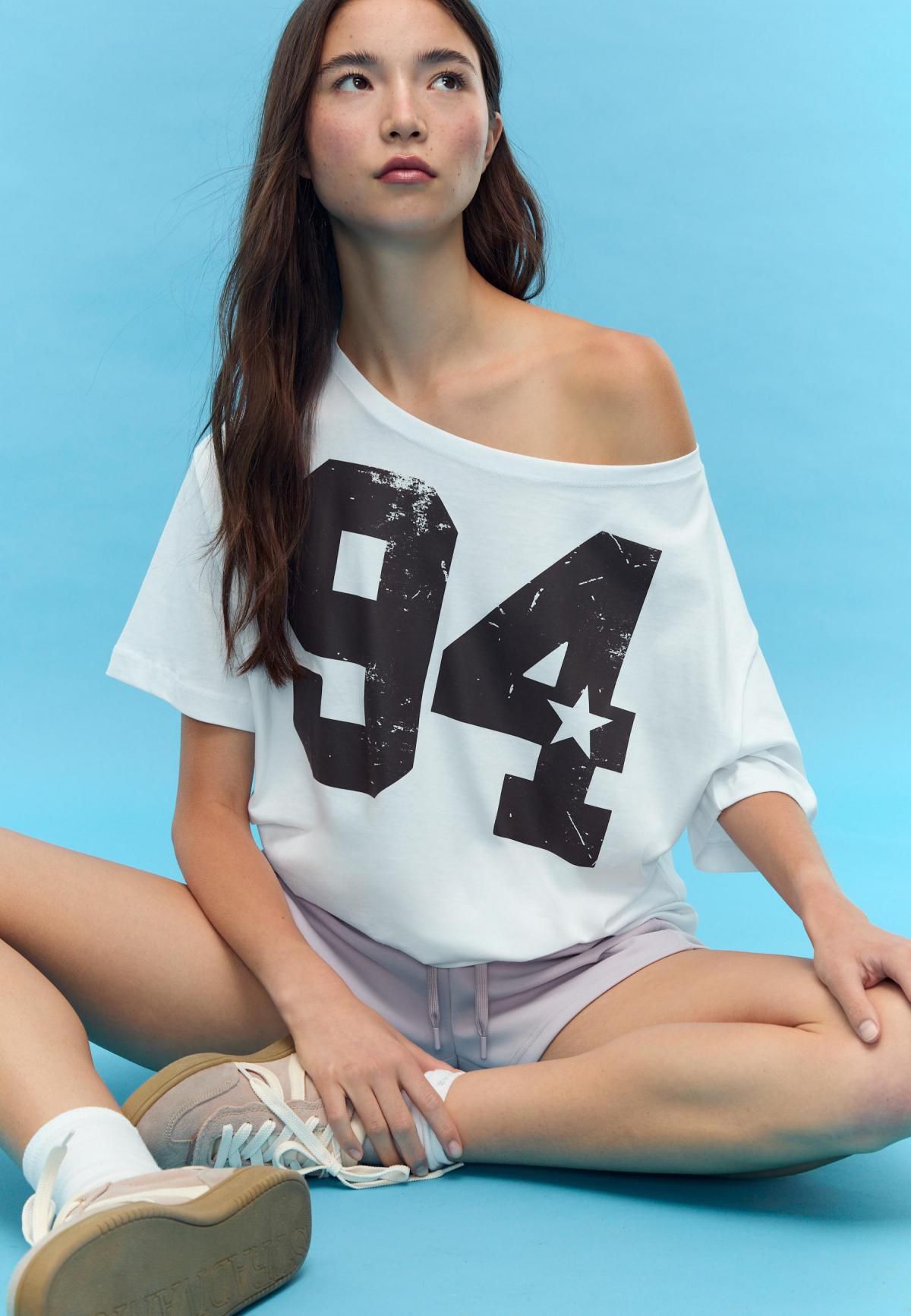 스트라디바리우스 프린트 루즈핏 보트넥 반팔 티셔츠 8704/627 ECRU - 상세 이미지 5