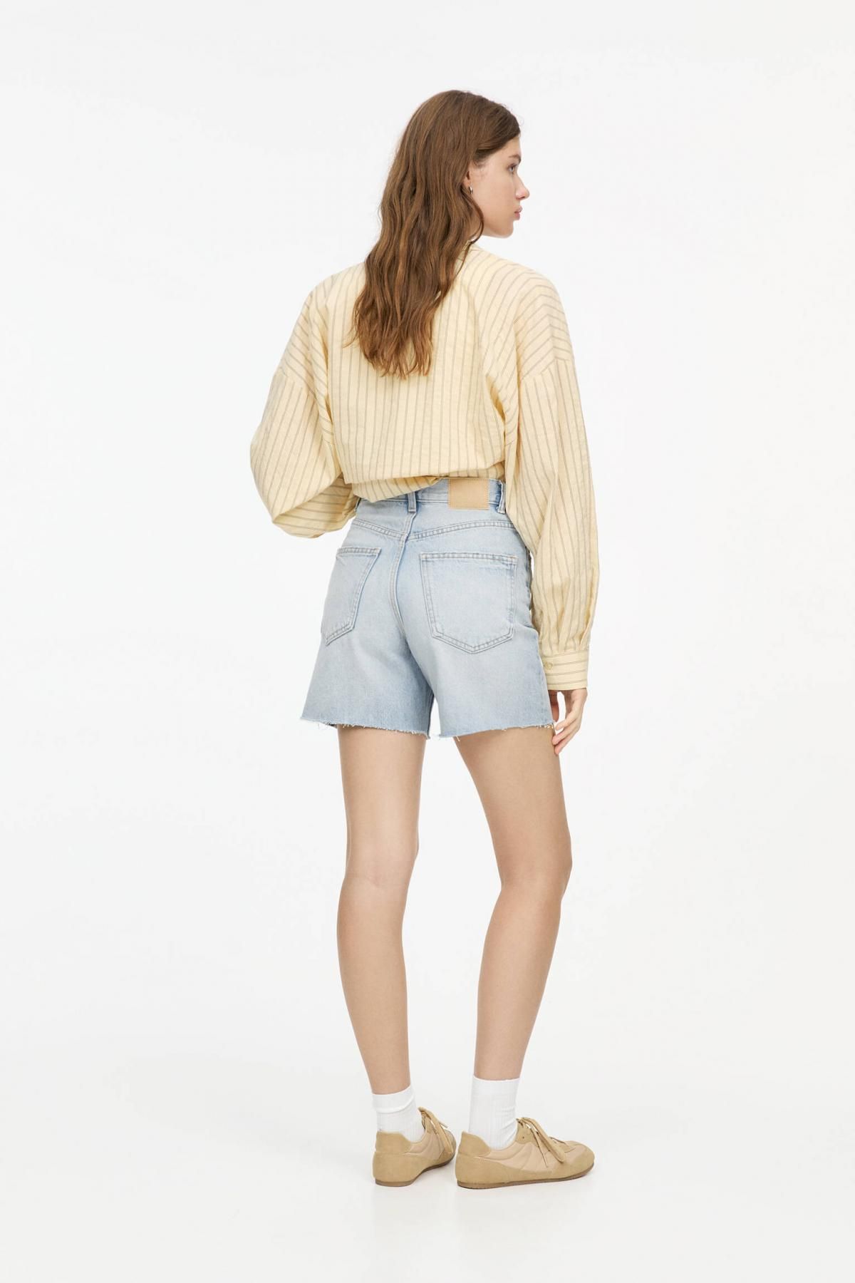 풀앤베어 하이웨이스트 데님 버뮤다 쇼츠 3697/303 PALE BLUE - 상세 이미지 2