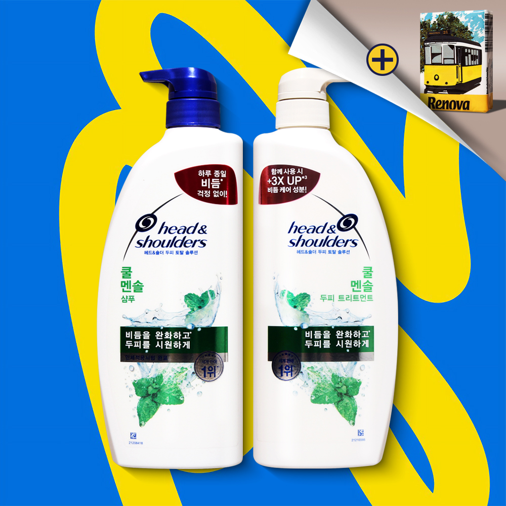 헤드앤숄더 쿨멘솔 샴푸 850ml 1개 + 트리트먼트 850ml 1개 세트 - 메인 이미지