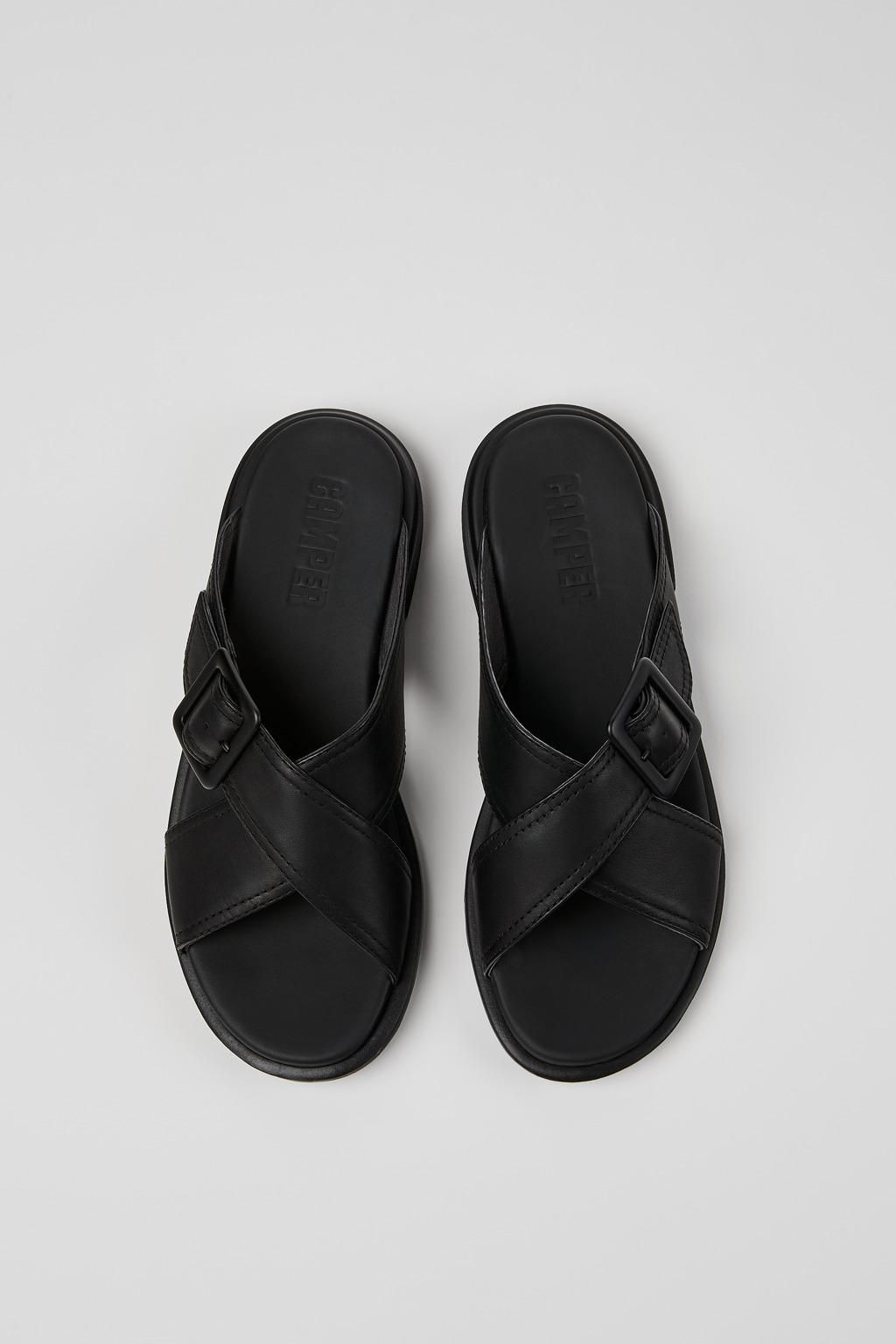 캠퍼 미니멀 블랙 크로스 스트랩 샌들 Edy K201384-005 BLACK - 상세 이미지 4