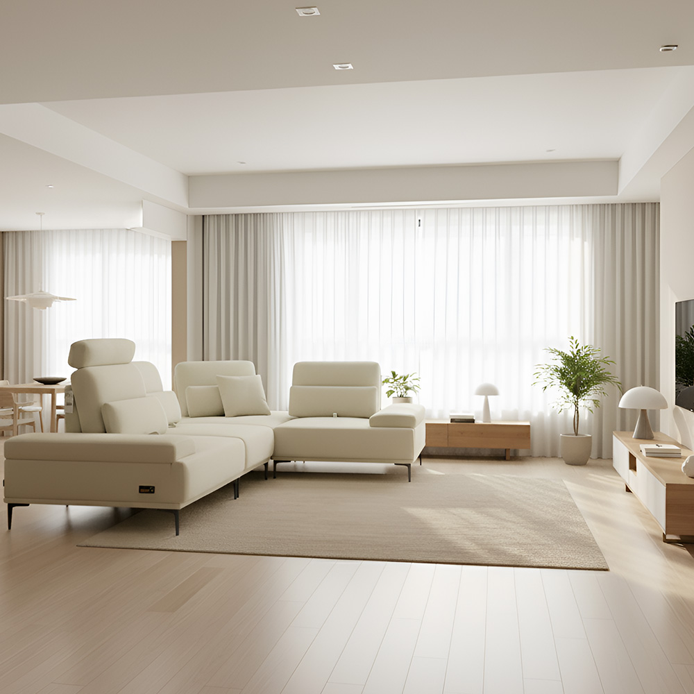 스코나 레아모 타이보 아쿠아텍스 패브릭 스윙 소파 스툴미포함, 연그레이, 코너 5인용