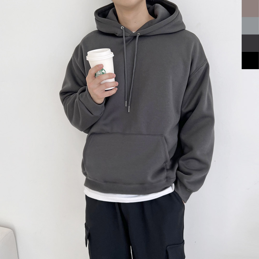 남자 맨투맨 기모티셔츠 어깨넓어보이는 후드티 겨울 오버핏 무지 중고등학생 남편 방한긴팔티 이미지 8