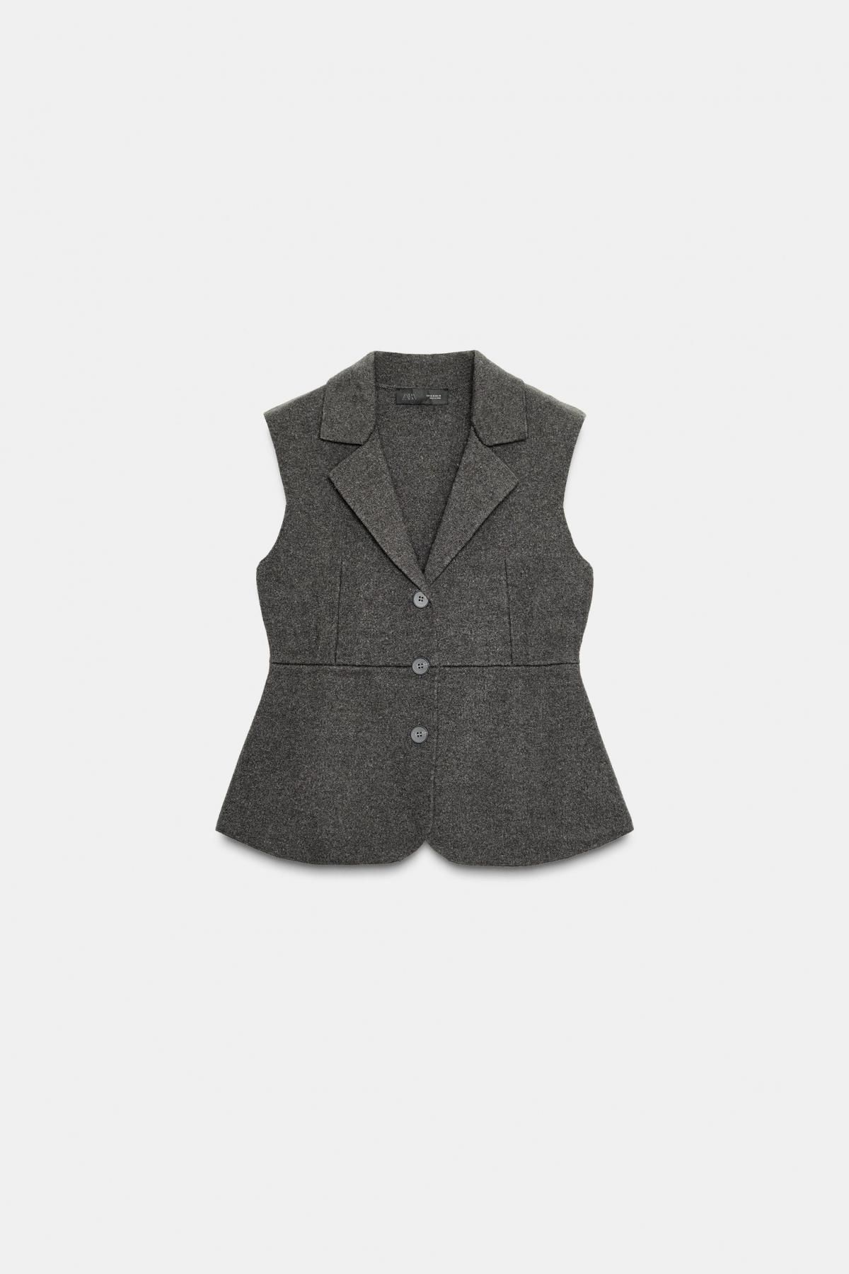 자라 테일러드 라펠카라 슬리브리스 니트 베스트 4192/170 GREY - 메인 이미지