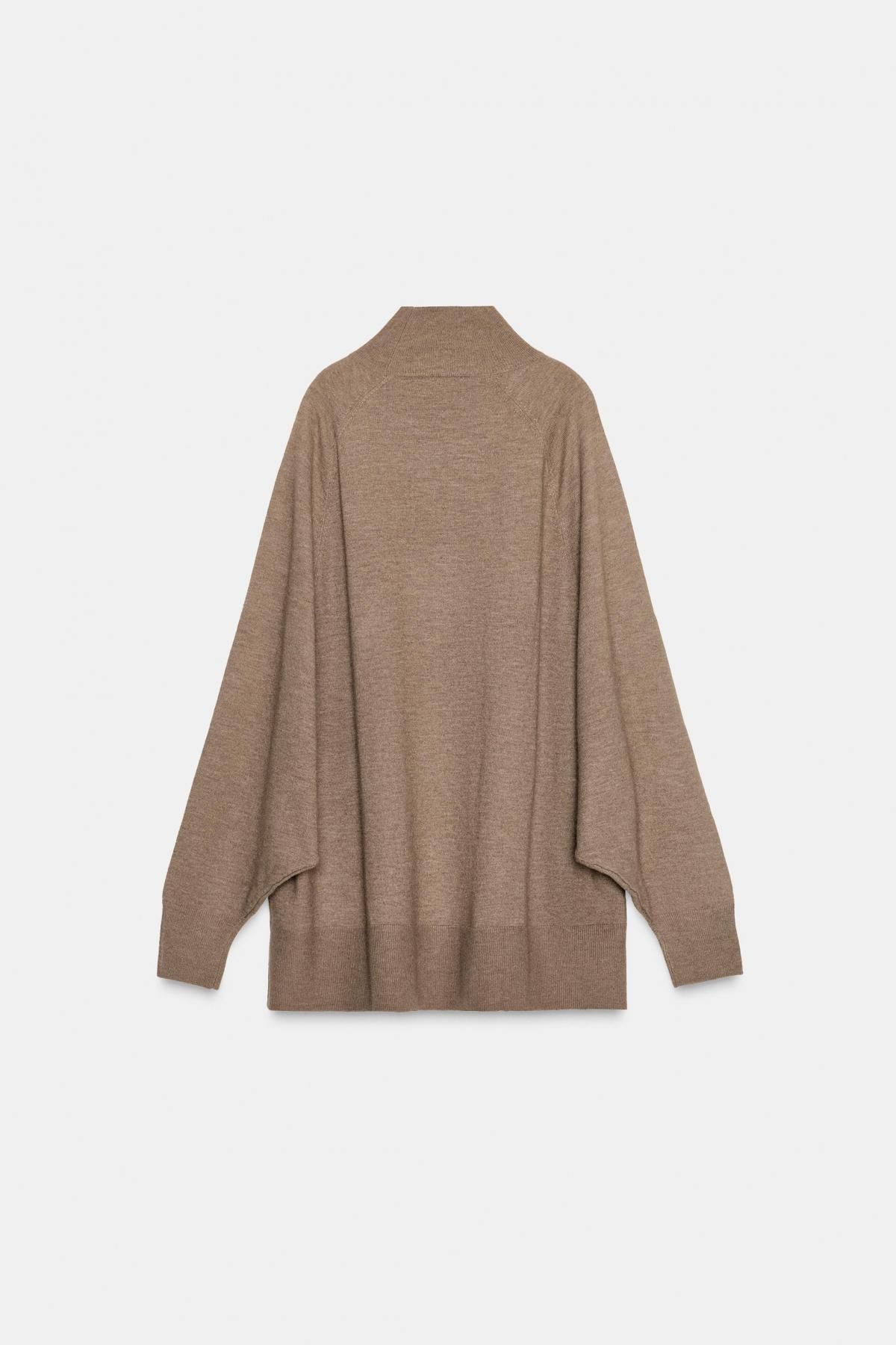 자라 오버사이즈 하이넥 니트 스웨터 2893/158 BROWN / TAUPE - 상세 이미지 5