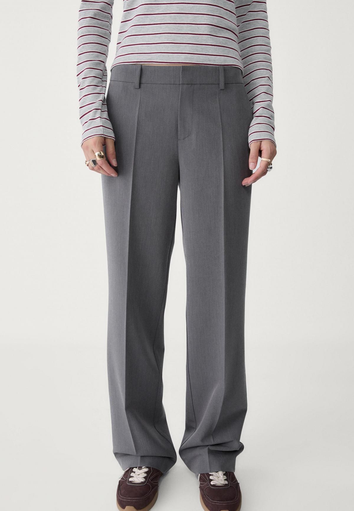 스트라디바리우스 테크니컬 스트레이트핏 미드라이즈 슬랙스 팬츠 포켓 7273/302 DARK GREY - 상품 이미지