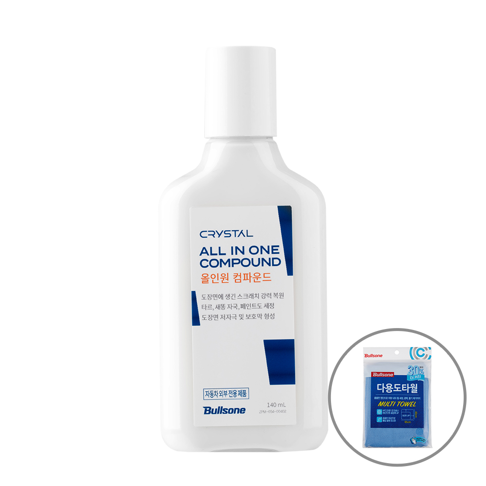 [+다용도타월][불스원] 뉴 크리스탈 올인원 컴파운드 자동차 흠집 광택복원 140ml