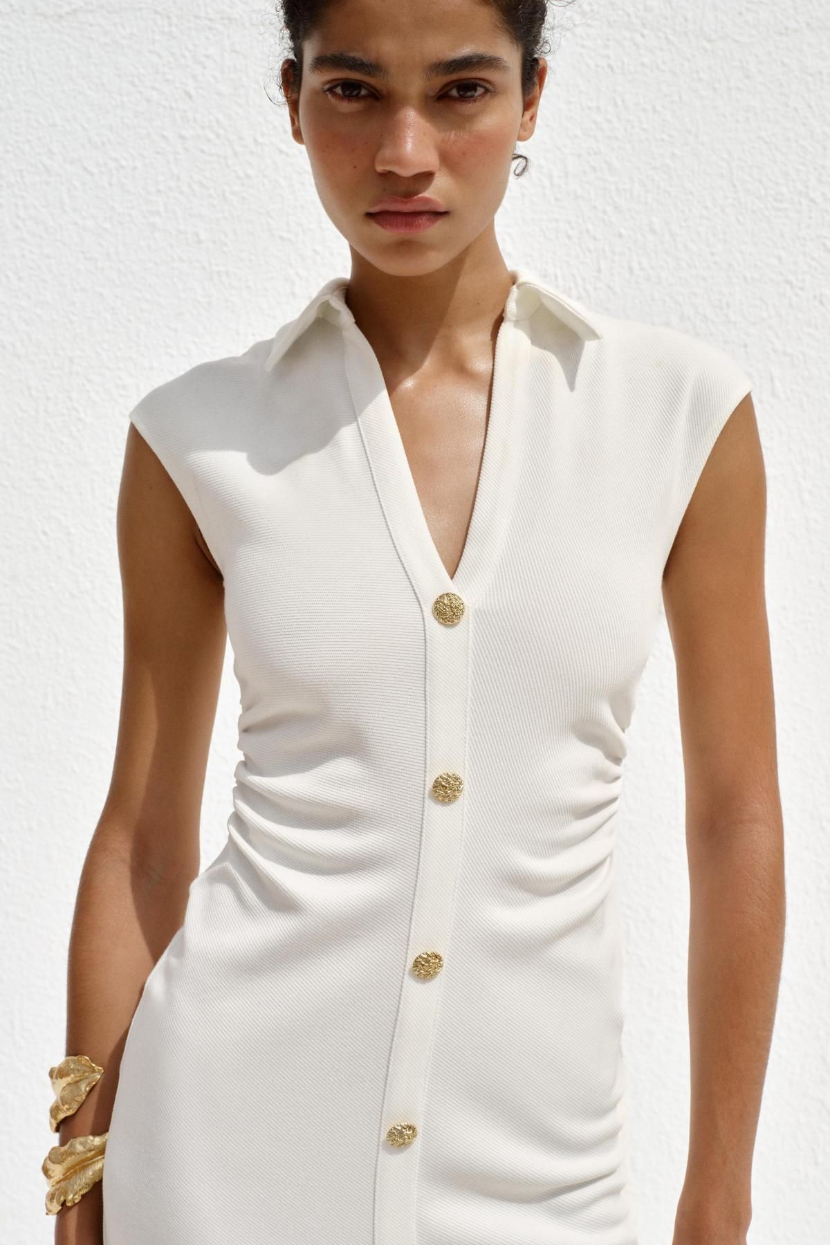 자라 피케 셔츠 원피스 3644/176 OYSTER-WHITE - 상세 이미지 5