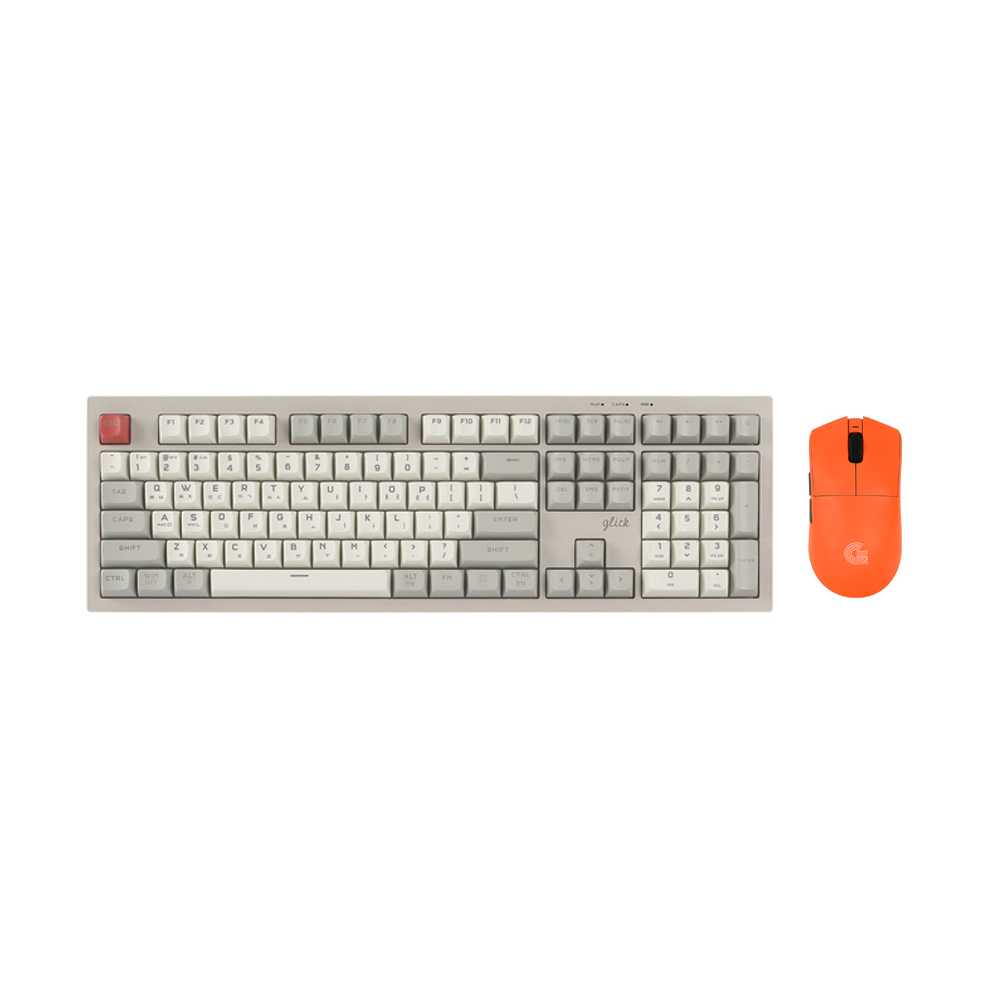 지클릭커 오피스프로 WMK990 사일런스 M RGB 무소음 무선 블루투스 108 키보드 마우스 세트 Retro Cappuccino - 상품 이미지