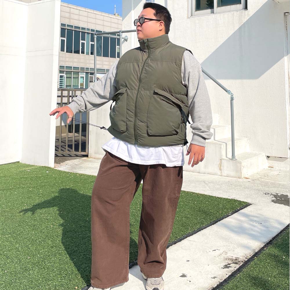 남자빅사이즈 패딩 조끼 푸퍼 웰론 하이넥 베스트 L~6XL(100-130) - 상세 이미지 3