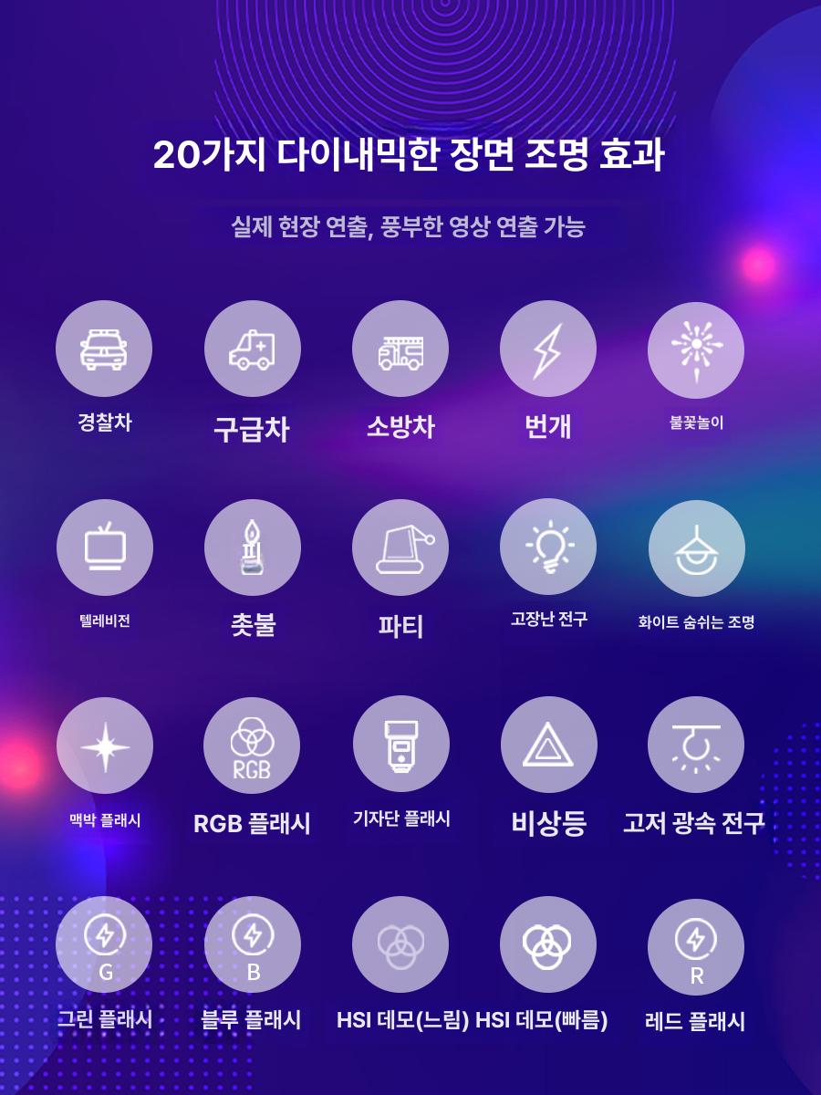 촬영 촬영조명 블랙레드 사진 연출 화상회의 유튜브 내장 충전식 무극조광 냉온 조절 블랙 VL120 RGB - 상세 이미지 3