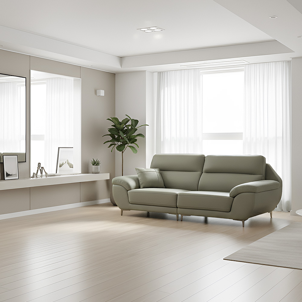 스코나 케이드 실리콘레더 가죽 소파 그레이, 3인용