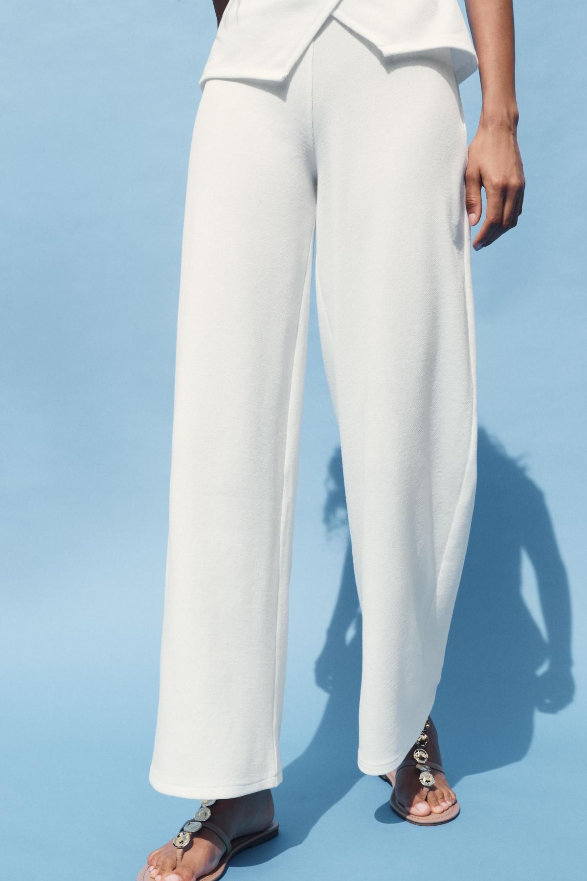 자라 텍스처 와이드 팬츠 3644/178 OYSTER-WHITE - 상세 이미지 3