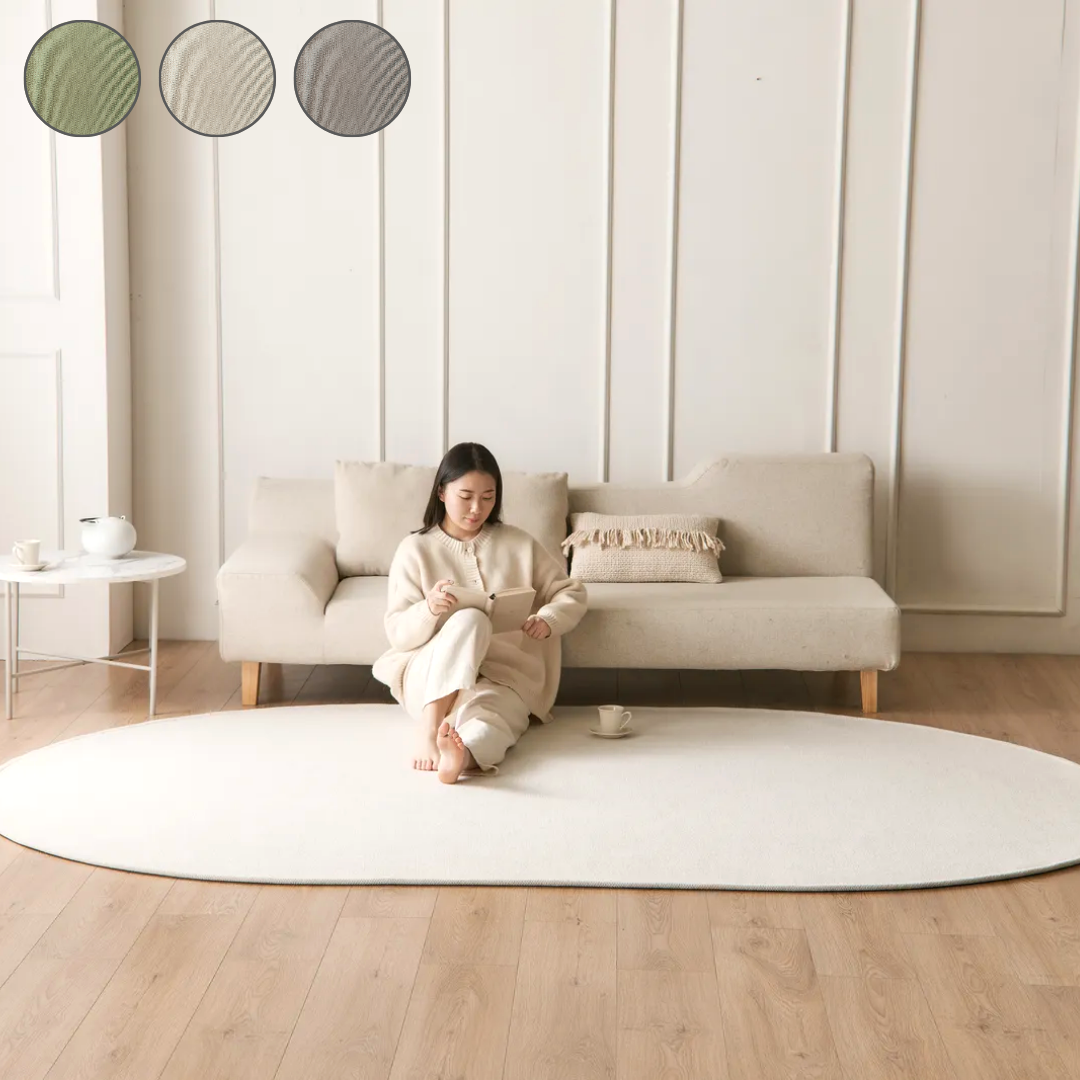 짜임좋은 거실러그 방수 워셔블 대형 카페트 주문제작 아이보리, 타원)100x150cm