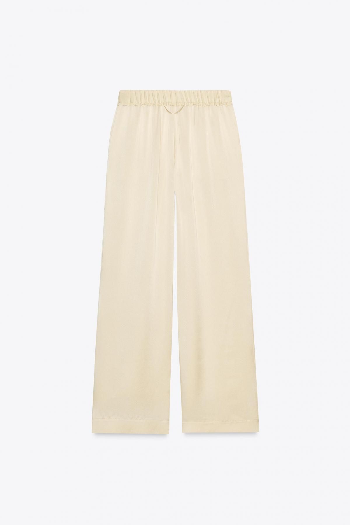 자라 프리미엄 실크 와이드 팬츠 7824/147 BEIGE - 상세 이미지 3