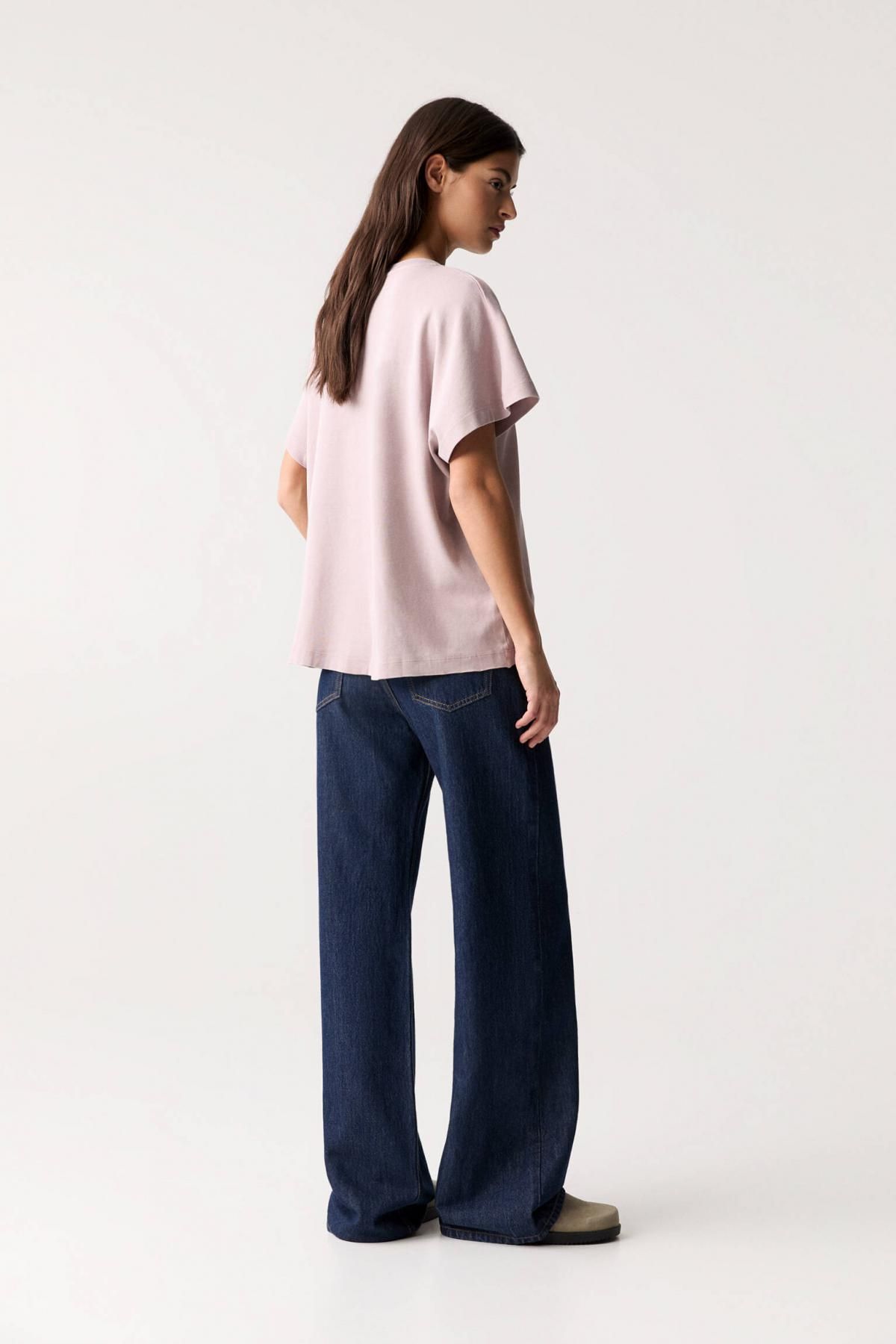 풀앤베어 오버사이즈 베이직 라운드넥 반팔 티셔츠 3245/319 PALE PINK - 상세 이미지 4