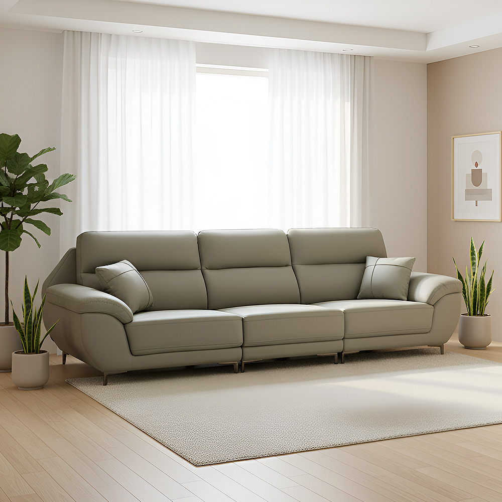 스코나 케이드 실리콘레더 가죽 소파 그레이, 4인용