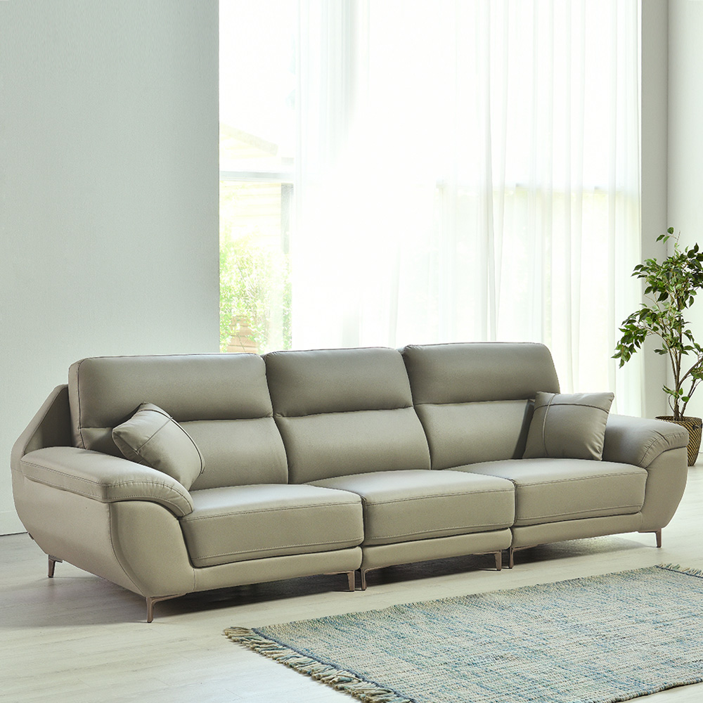 스코나 케이드 실리콘레더 가죽 소파 그레이, 4인용